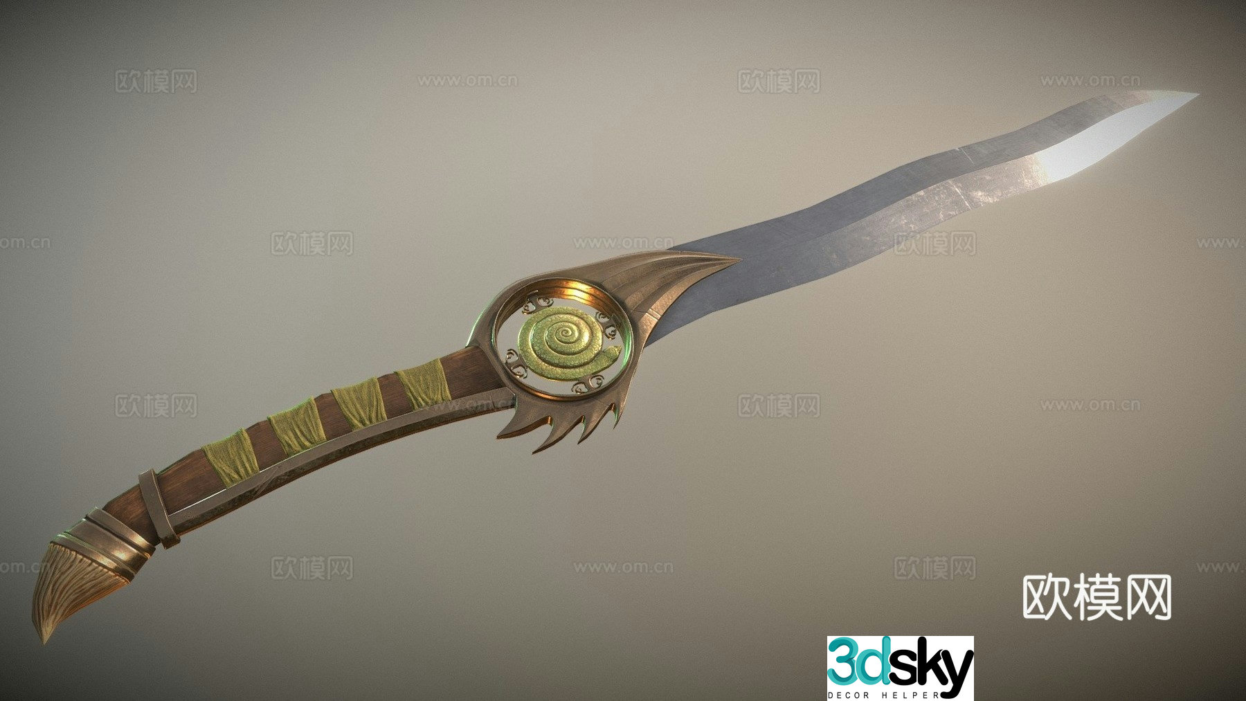 Serpent's Sting-Green-One-Handed Sword 3D Model