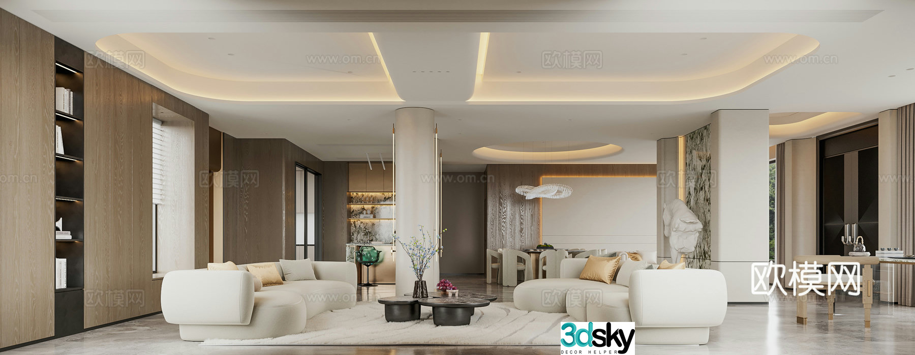 Italian living restaurant Italian minimalist living restaurant Italian villa living restaurant 3D model