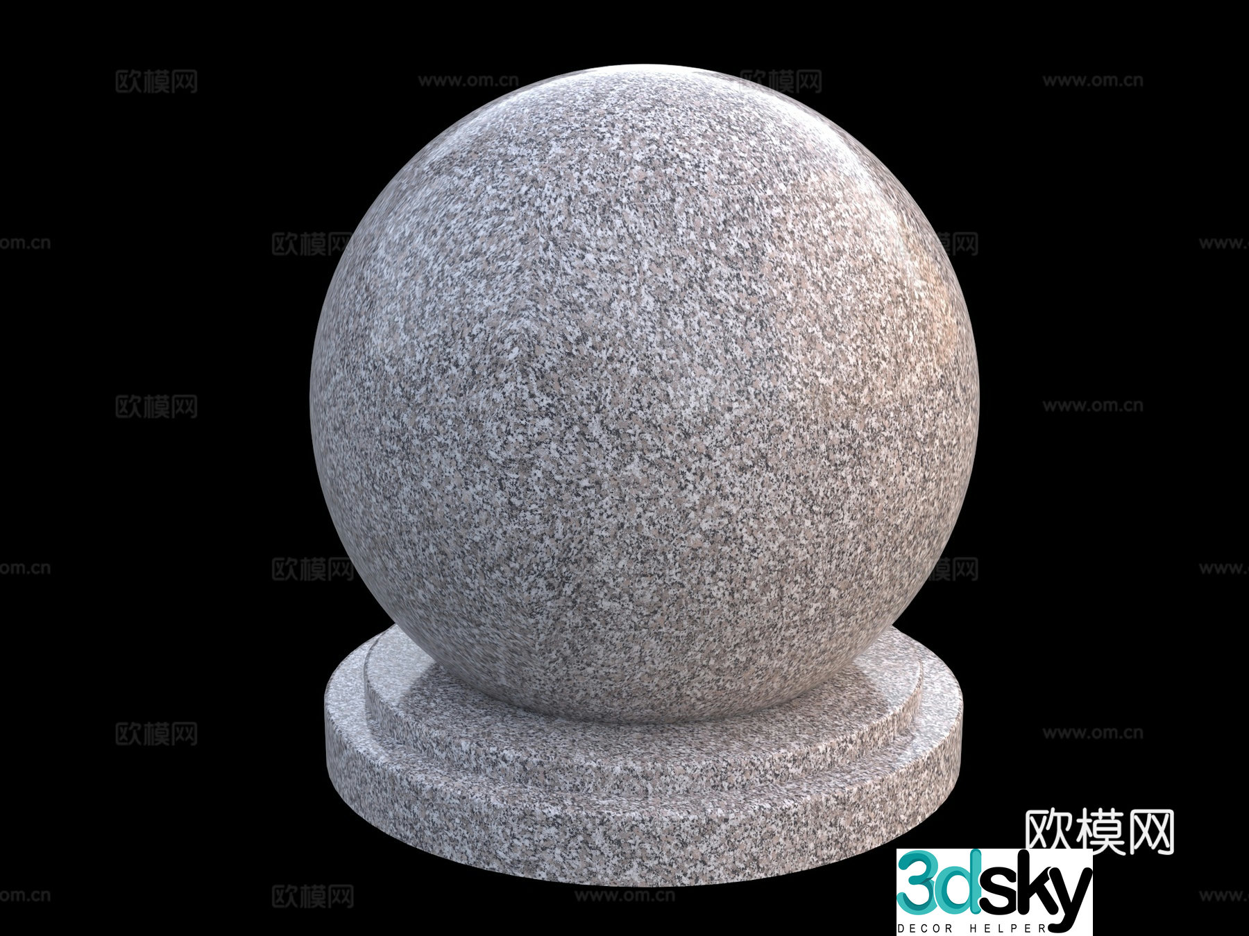 Modern stone pier stone pier car gear stone car blocking stone round stone ball marble pier 3D model