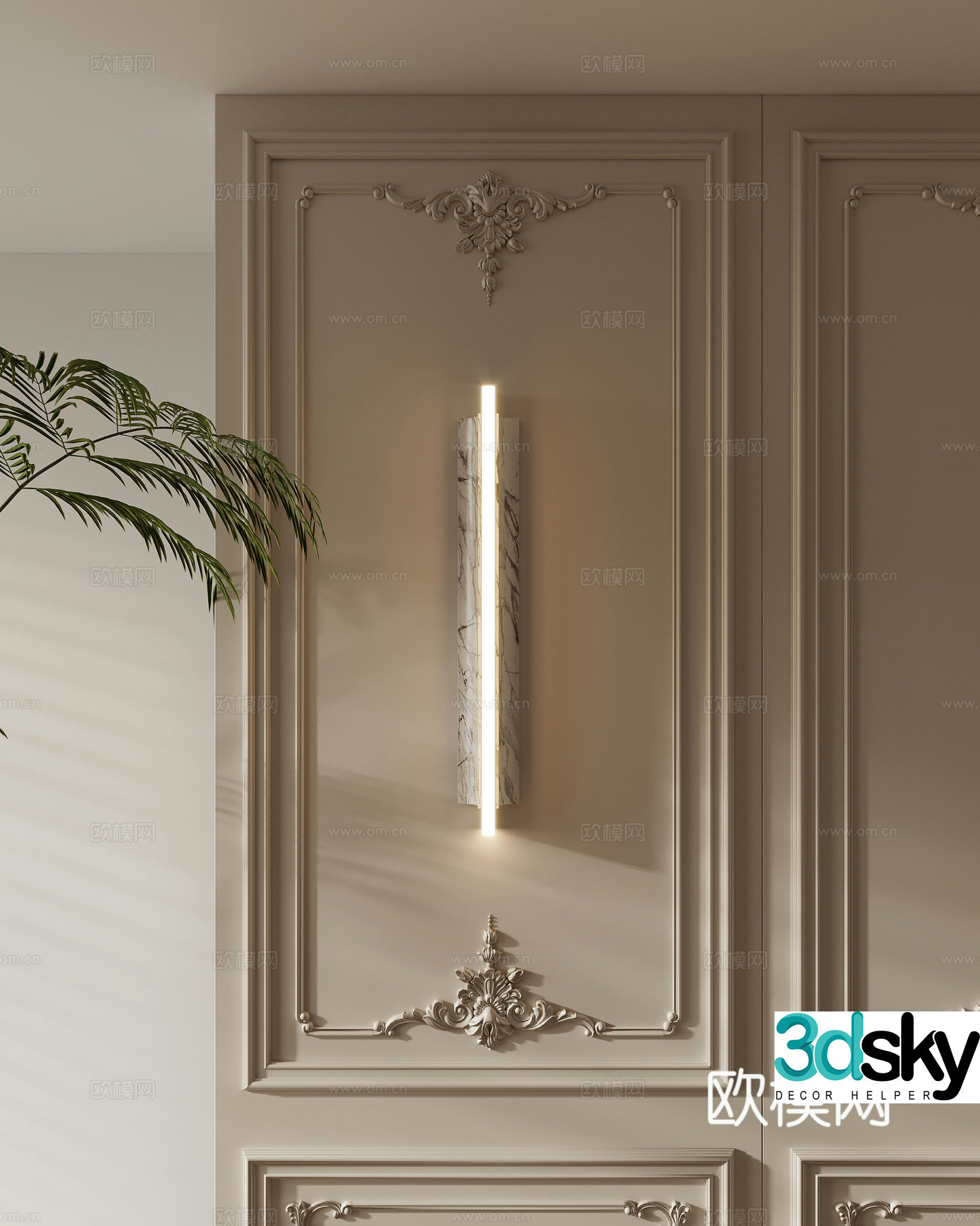 French light luxury wall lamp 3D model