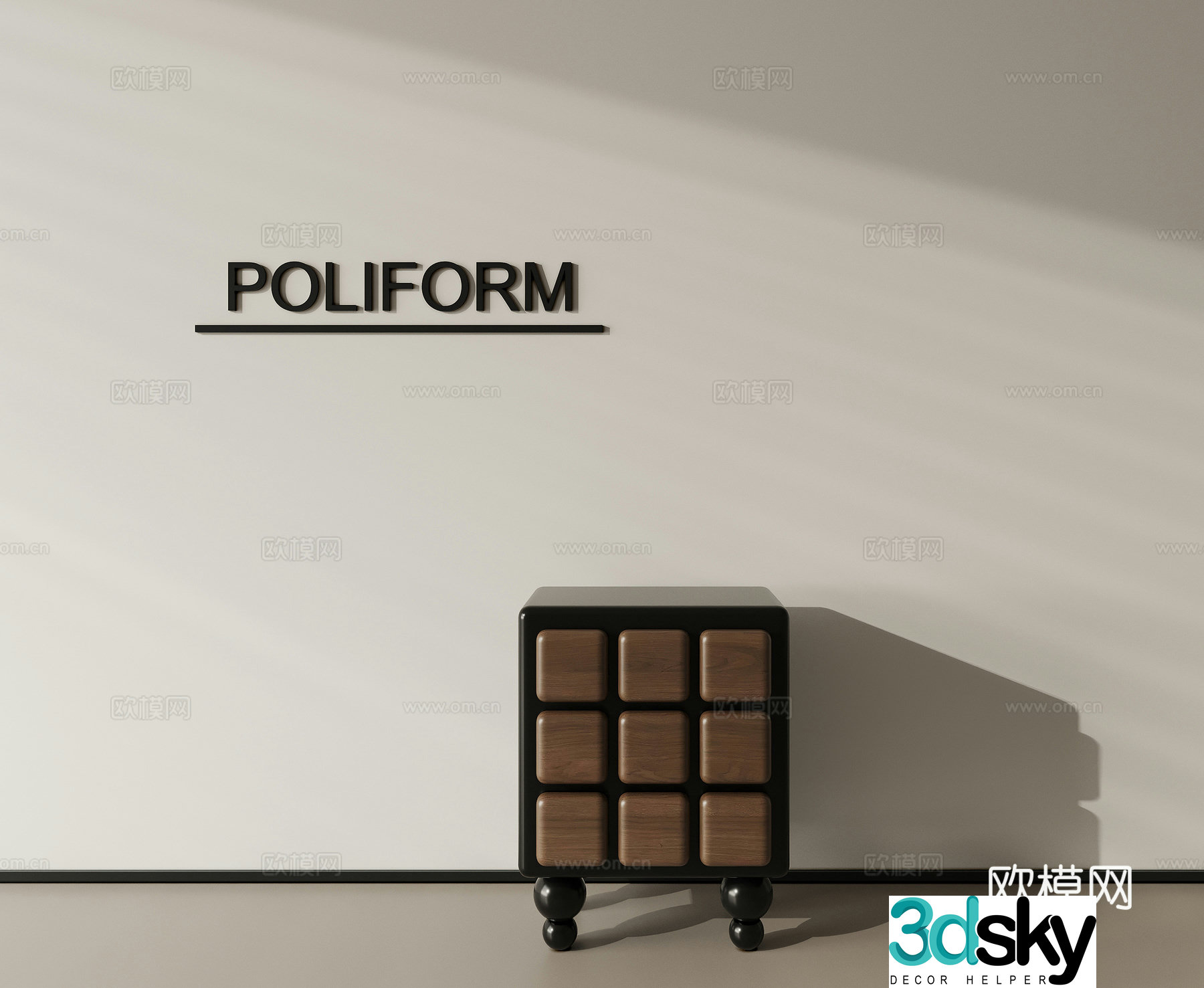 3D model of side bedside table