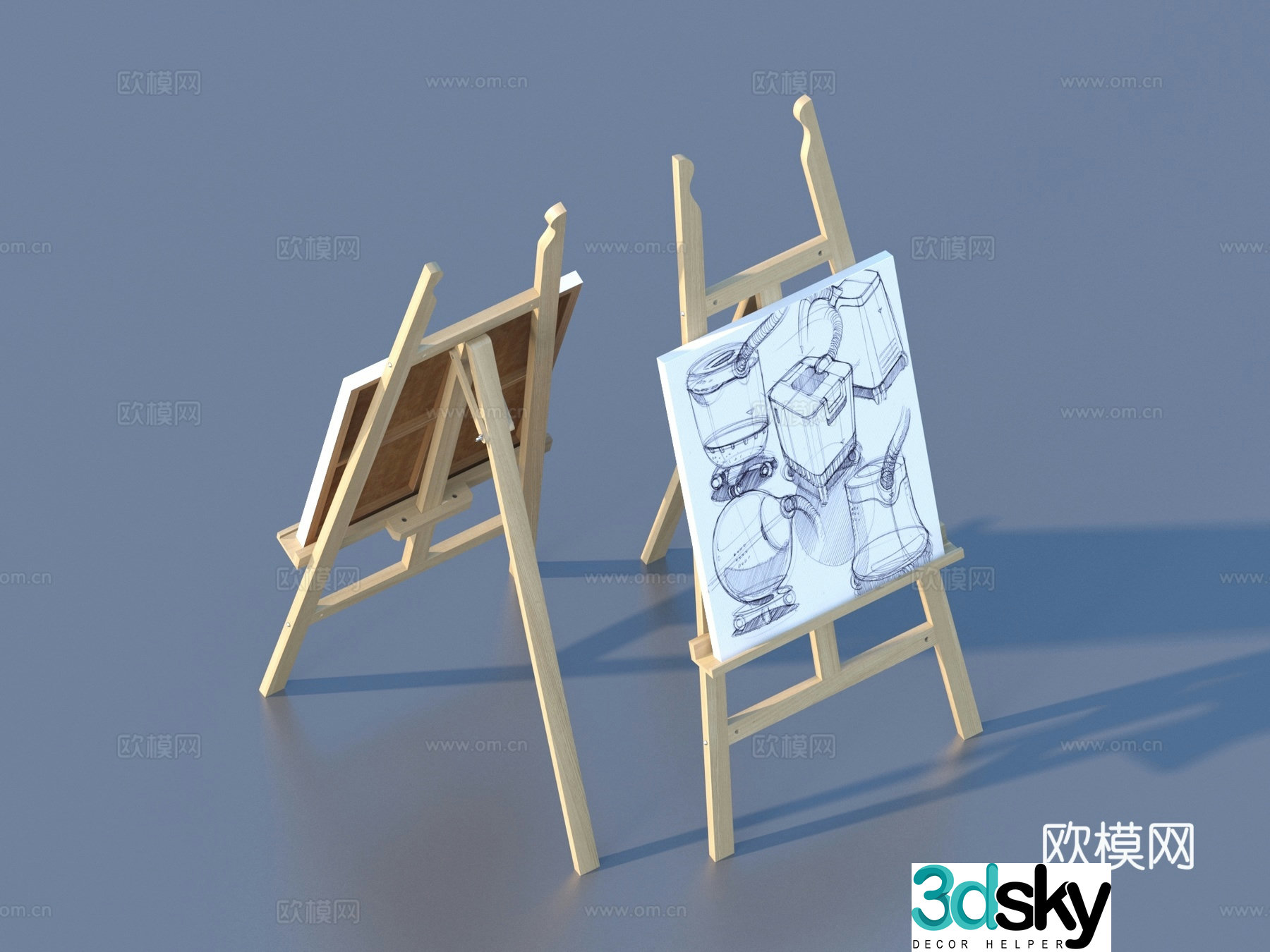 Easel Painting Tool Painting Board Art Equipment 3D Model