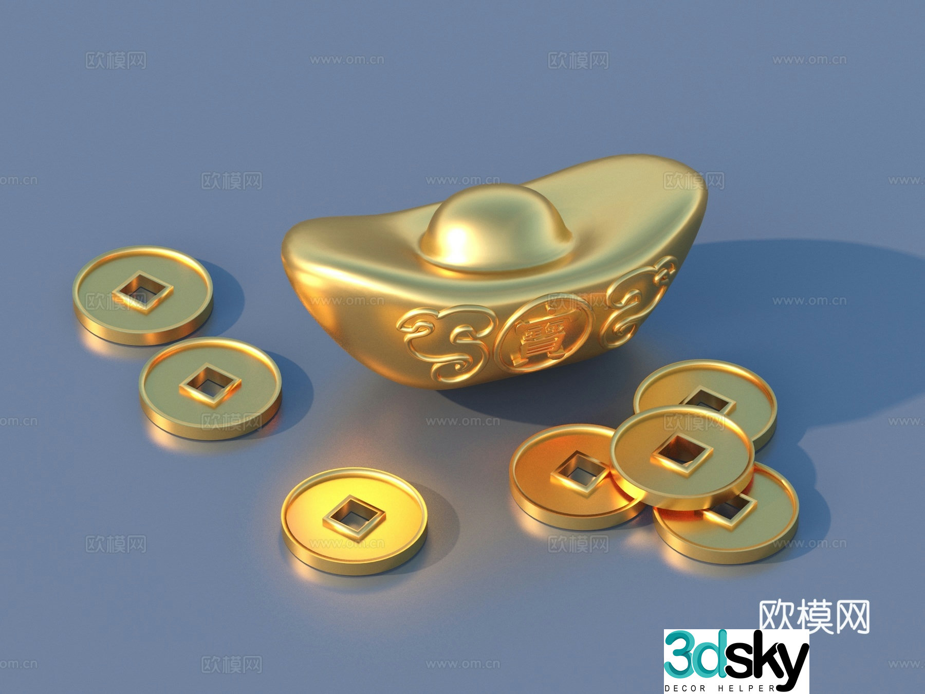 Ingot Gold Ingot Gold Coins 3D Model