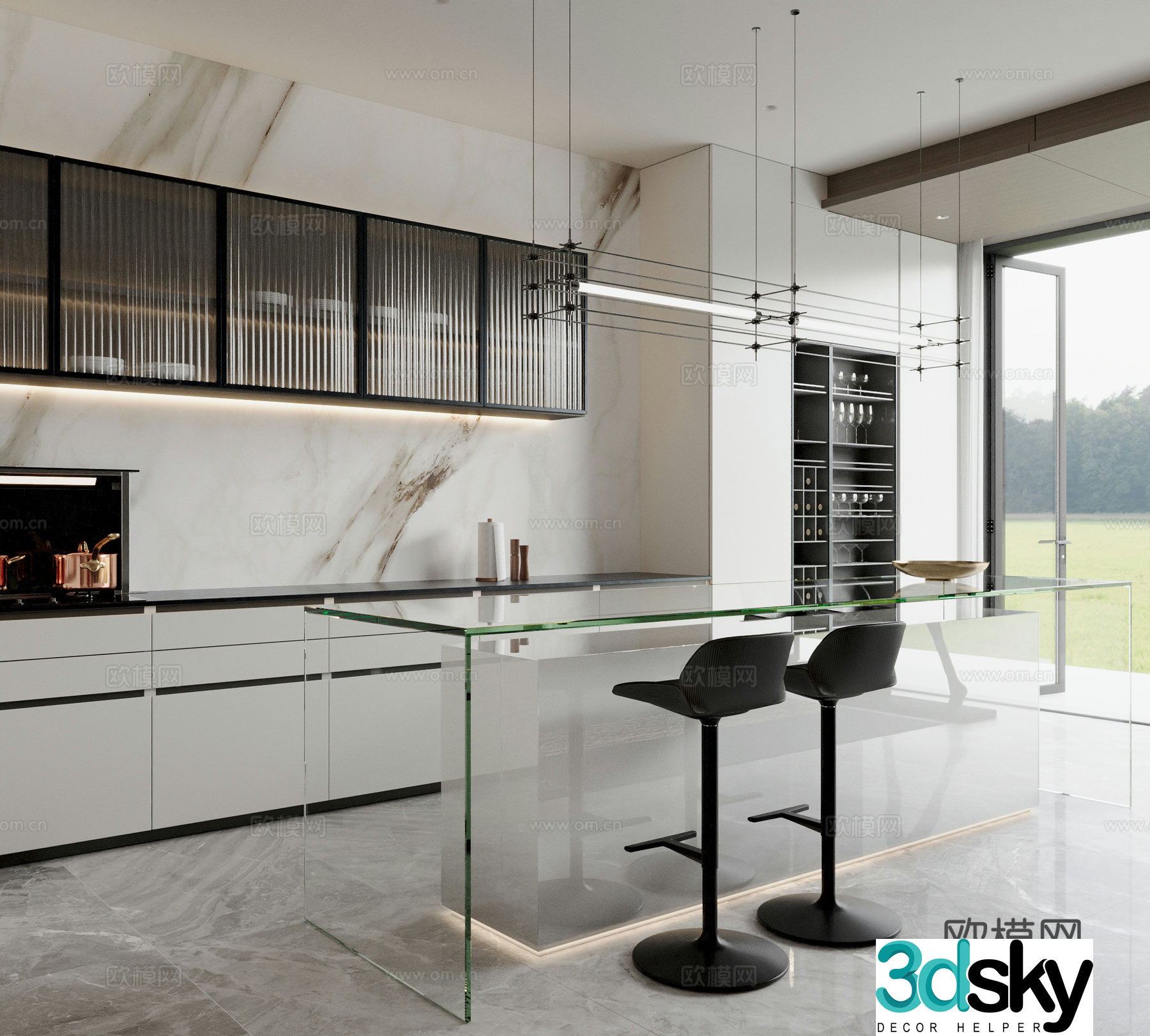 Modern Italian restaurant kitchen 3d model