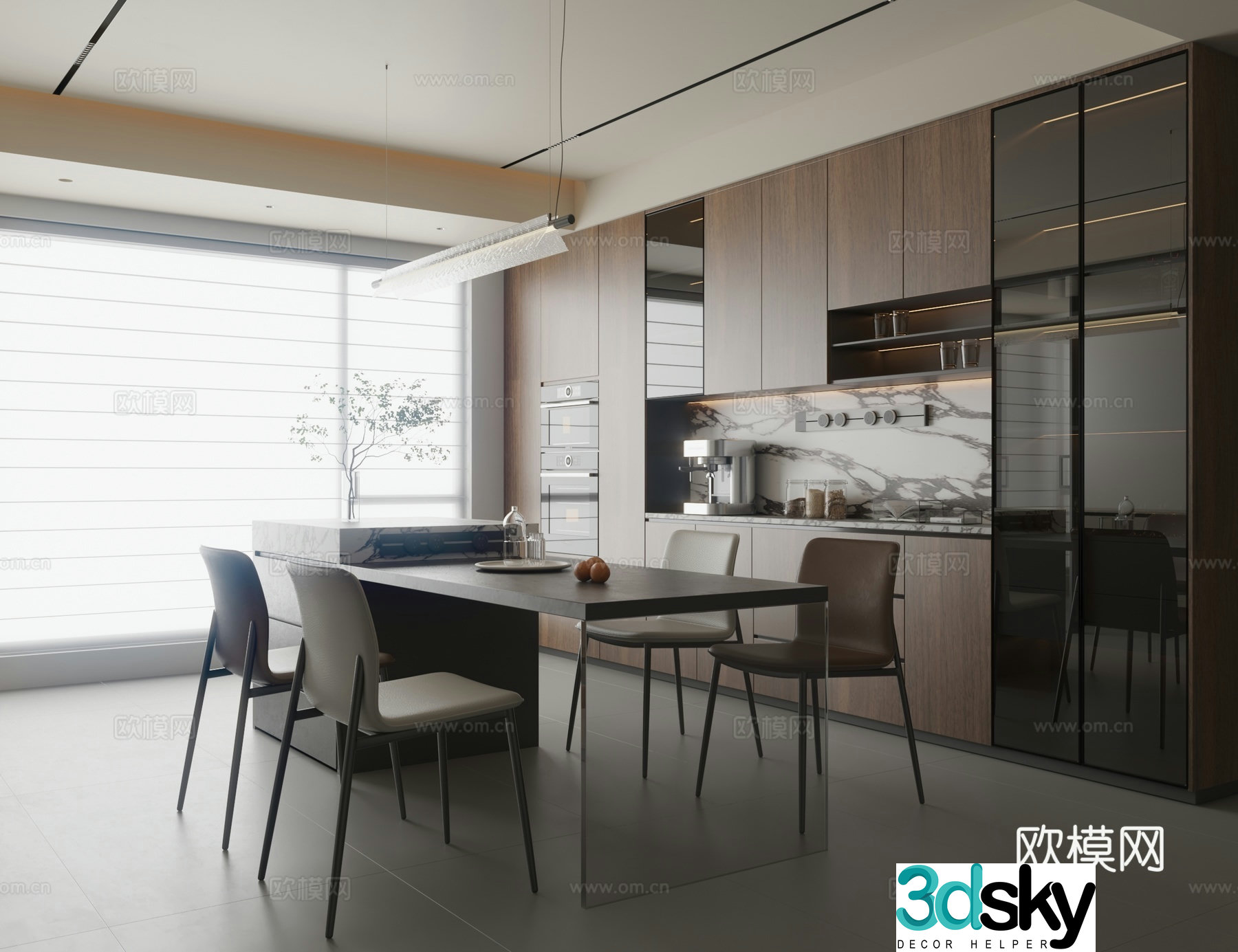 Italian restaurant modern restaurant sideboard wine cabinet island restaurant 3d model