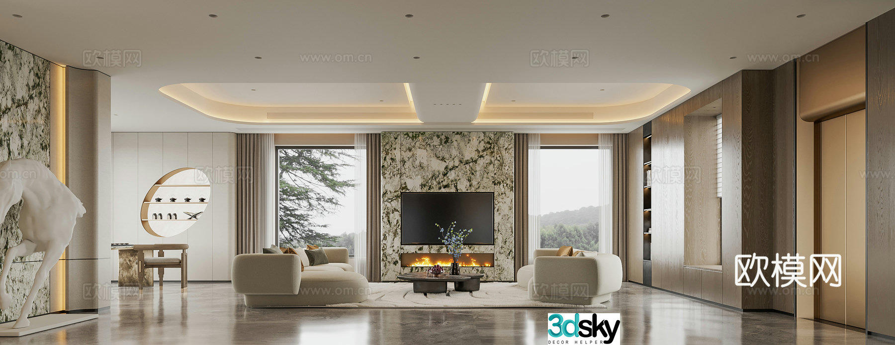 Italian living restaurant Italian minimalist living restaurant Italian villa living restaurant 3D model