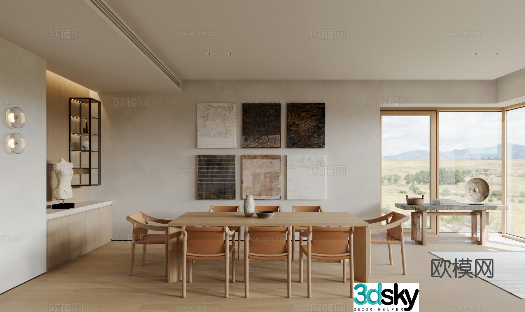 Modern Cream Style Restaurant 3D Model