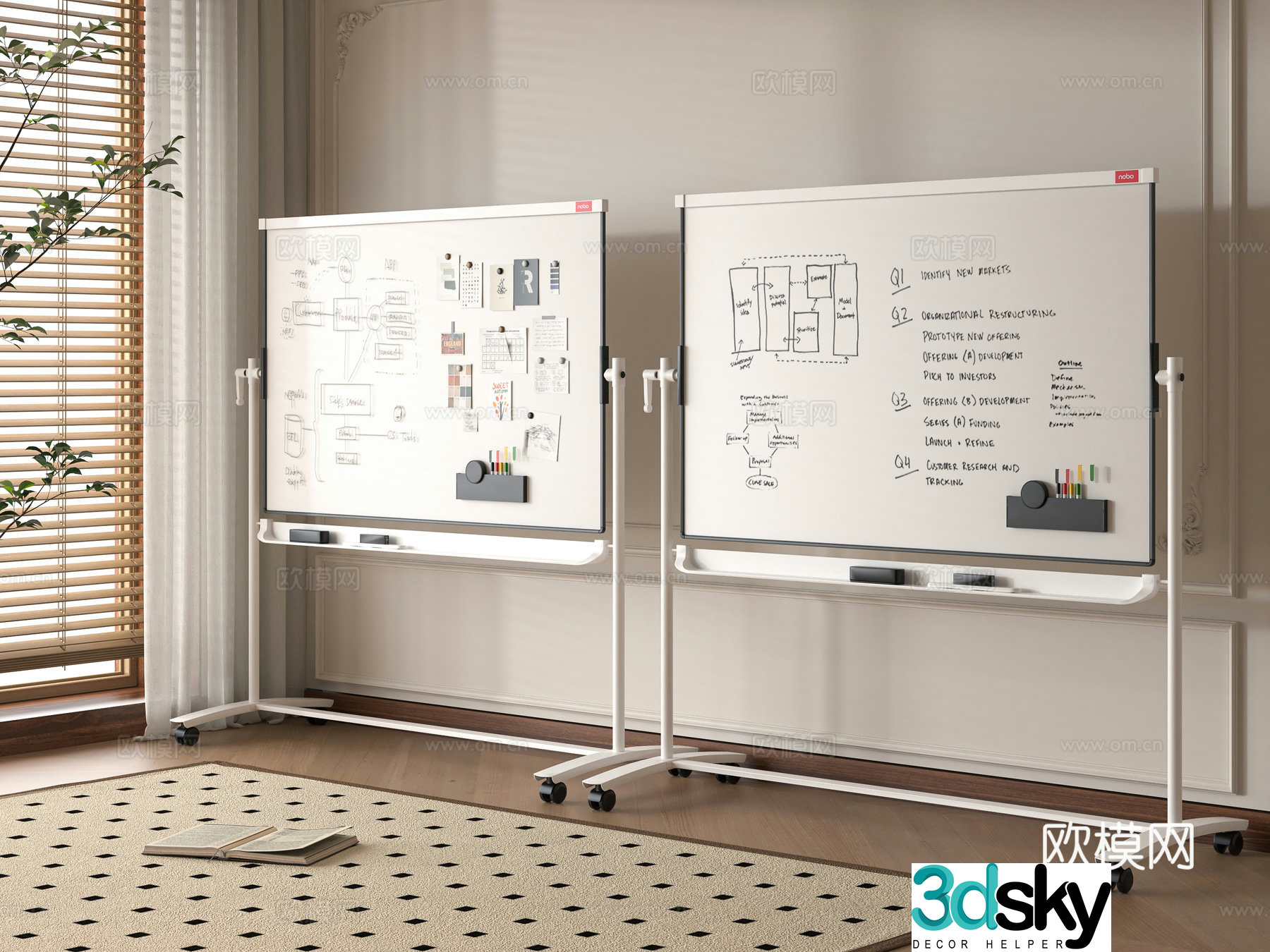 Modern 3d model of writing board