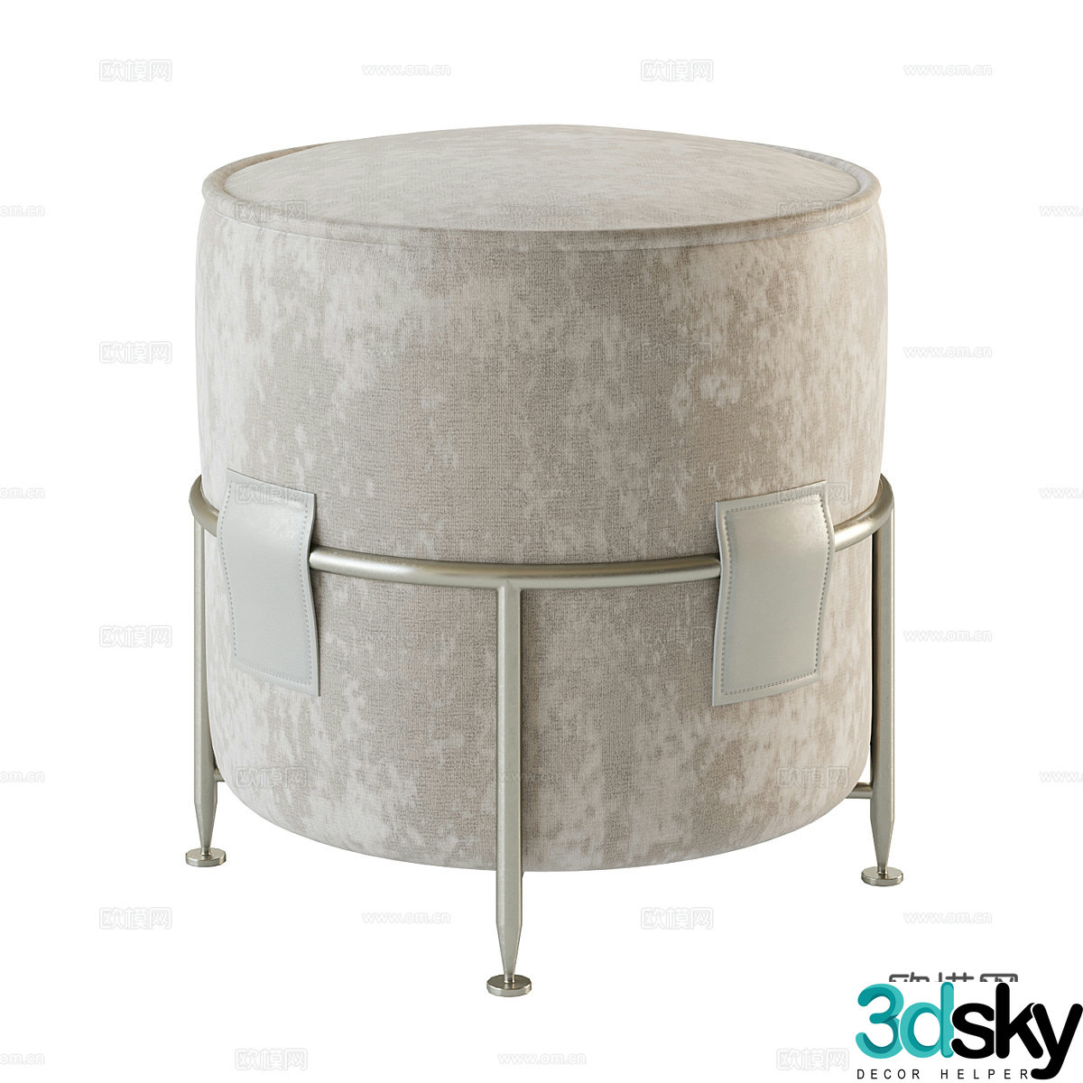 Modern Italian fabric round stool 3D model