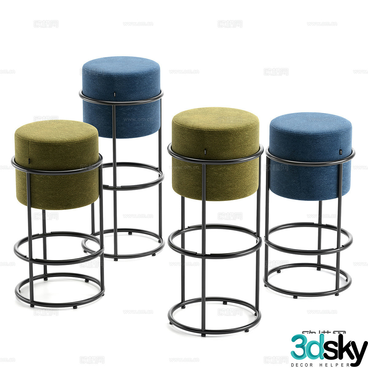 Modern light luxury bar chair 3D model