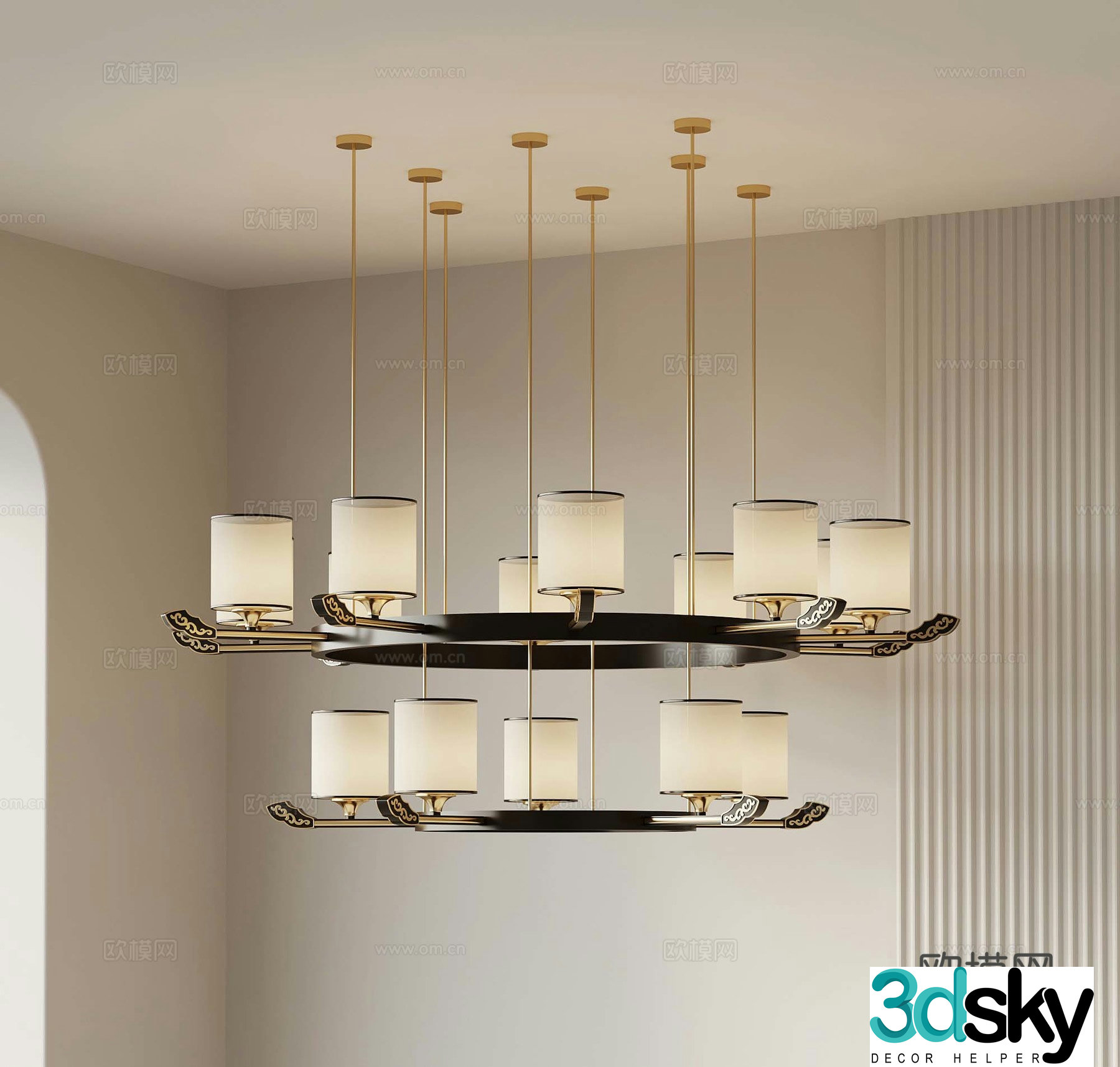 New Chinese Chandelier Restaurant Chandelier 3D Model