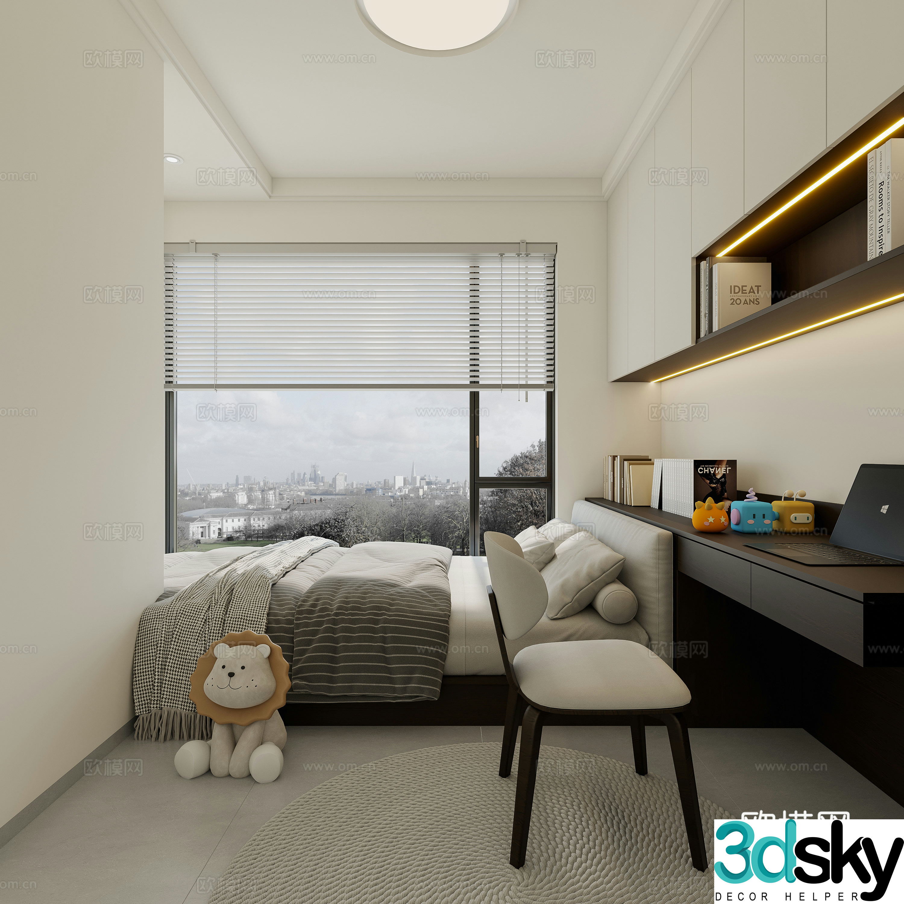 Modern tatami bedroom Minimalist tatami bedroom Italian tatami bedroom 3d model