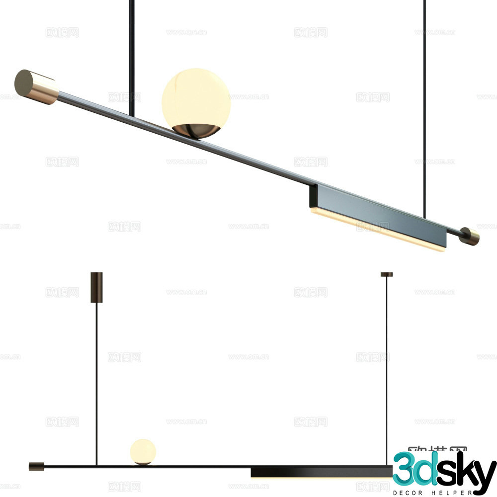 Long chandelier Modern chandelier Simple chandelier Chandelier Strip chandelier 3d model