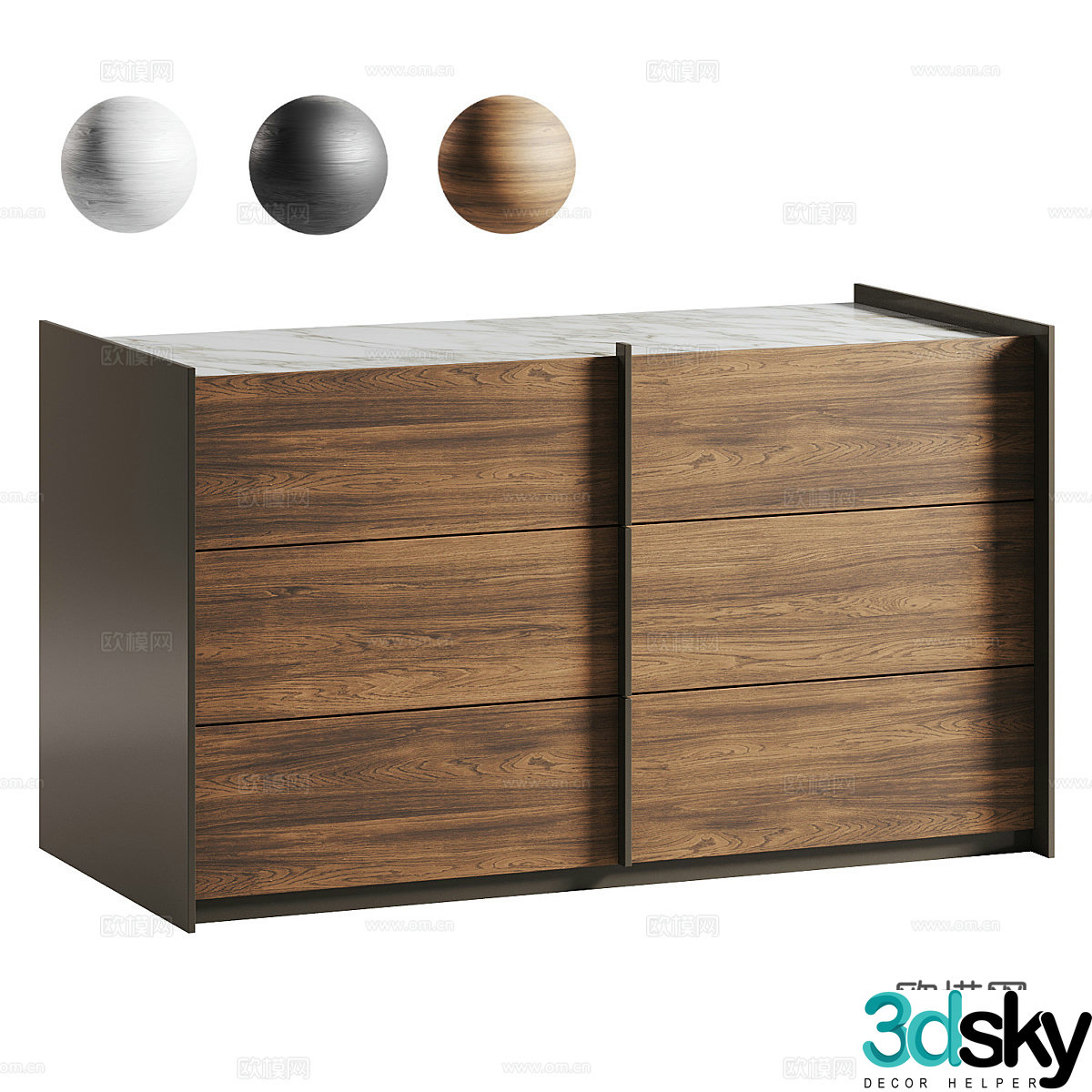 Modern Italian solid wood storage cabinet 3d model