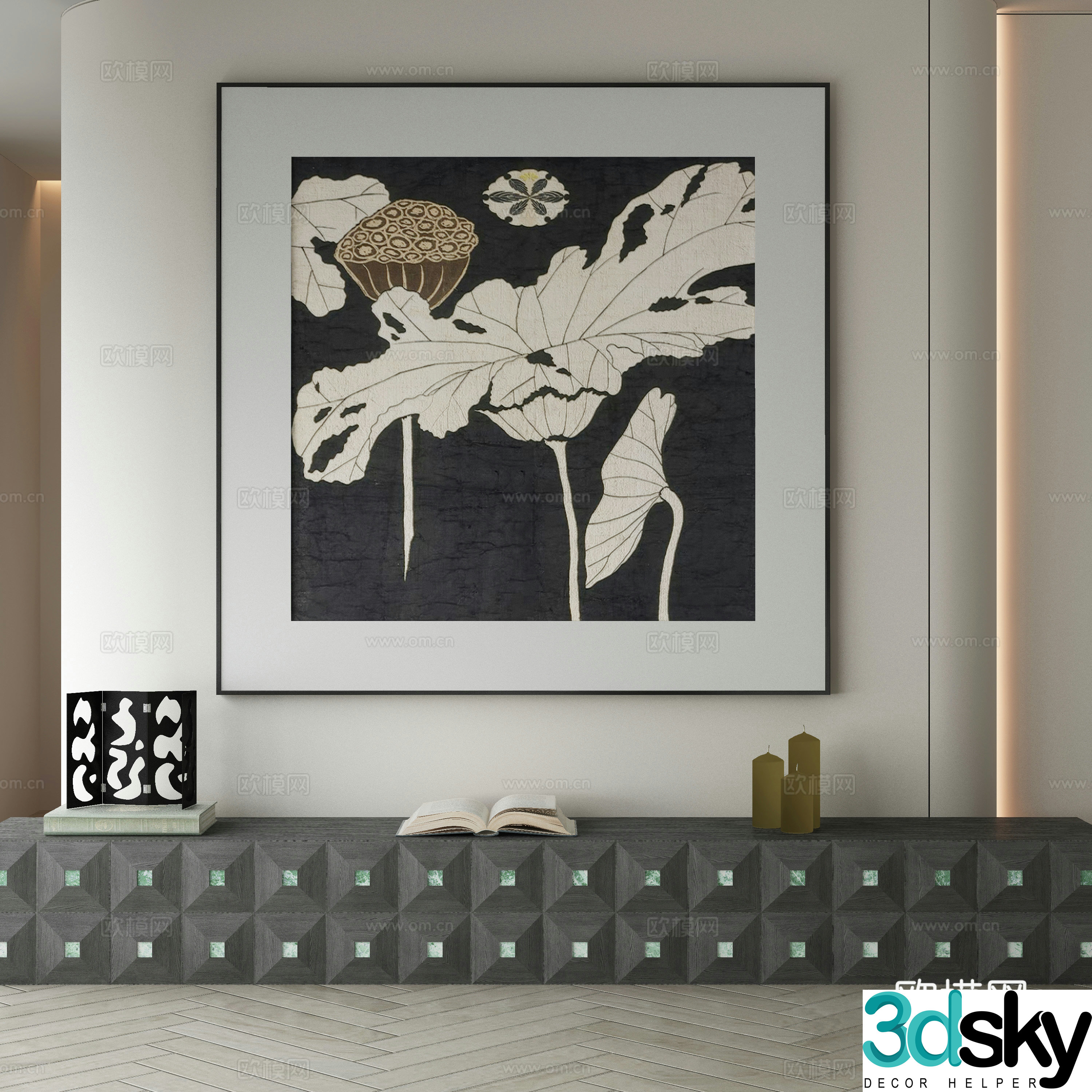 Modern Wasabi Hanging Painting Oil Painting 3D Model