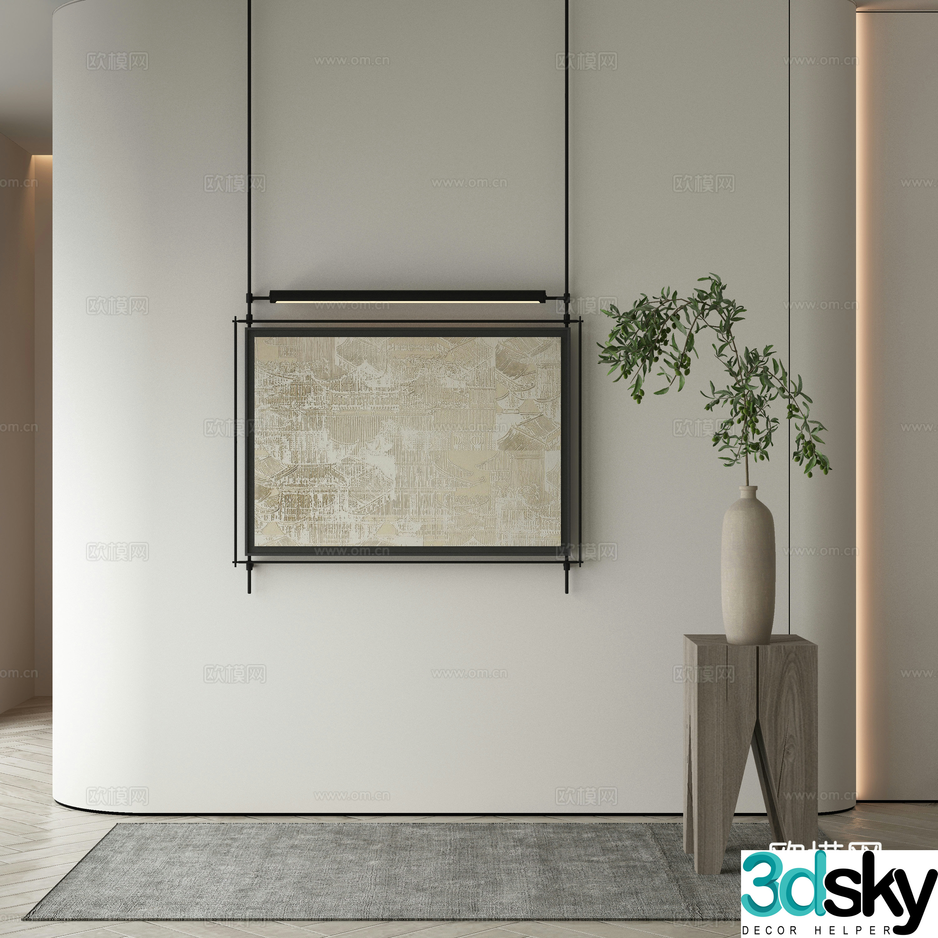 New Chinese style wasabi paintings oil paintings 3D model