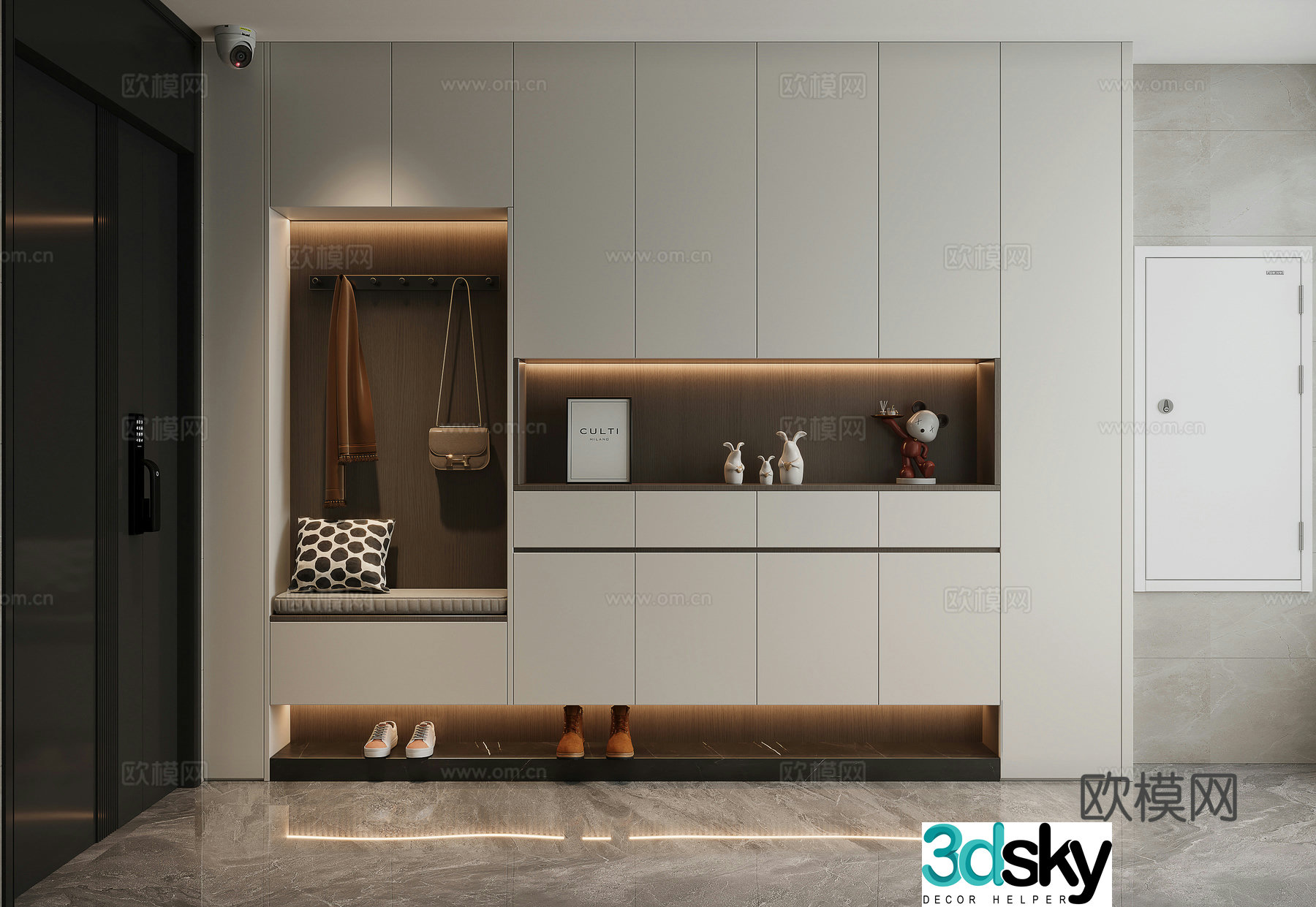 Modern simple entrance shoe cabinet 3d model