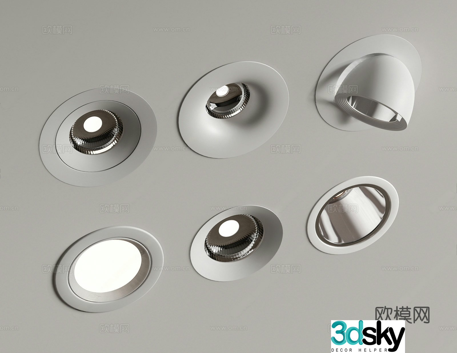 Modern downlight spotlight combination Inline downlight spotlight hill lamp steering spotlight 3D model
