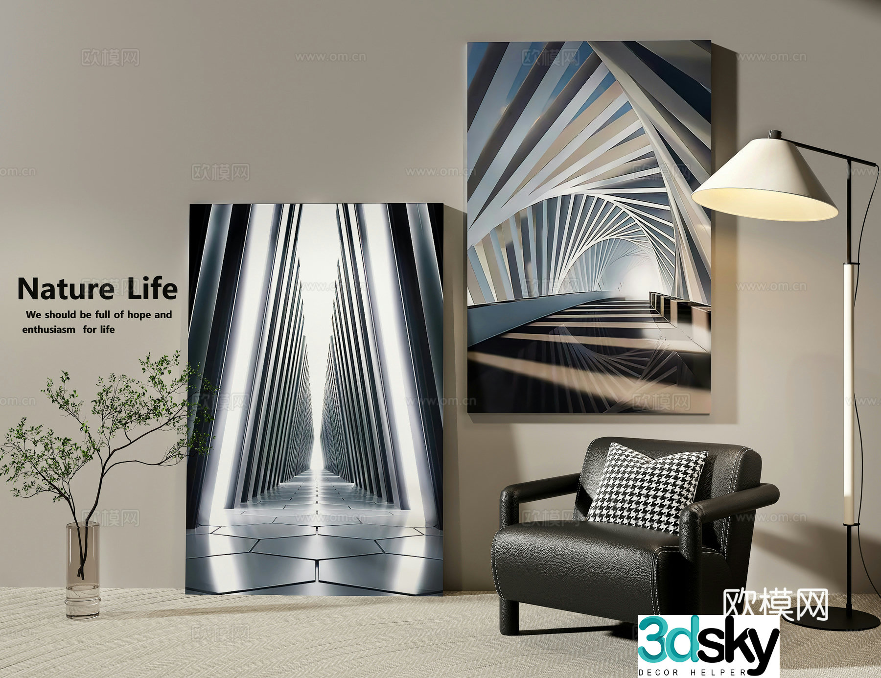 Modern hanging paintings entrance hanging paintings office hanging paintings living room hanging paintings leisure sofa city landscape 3d model