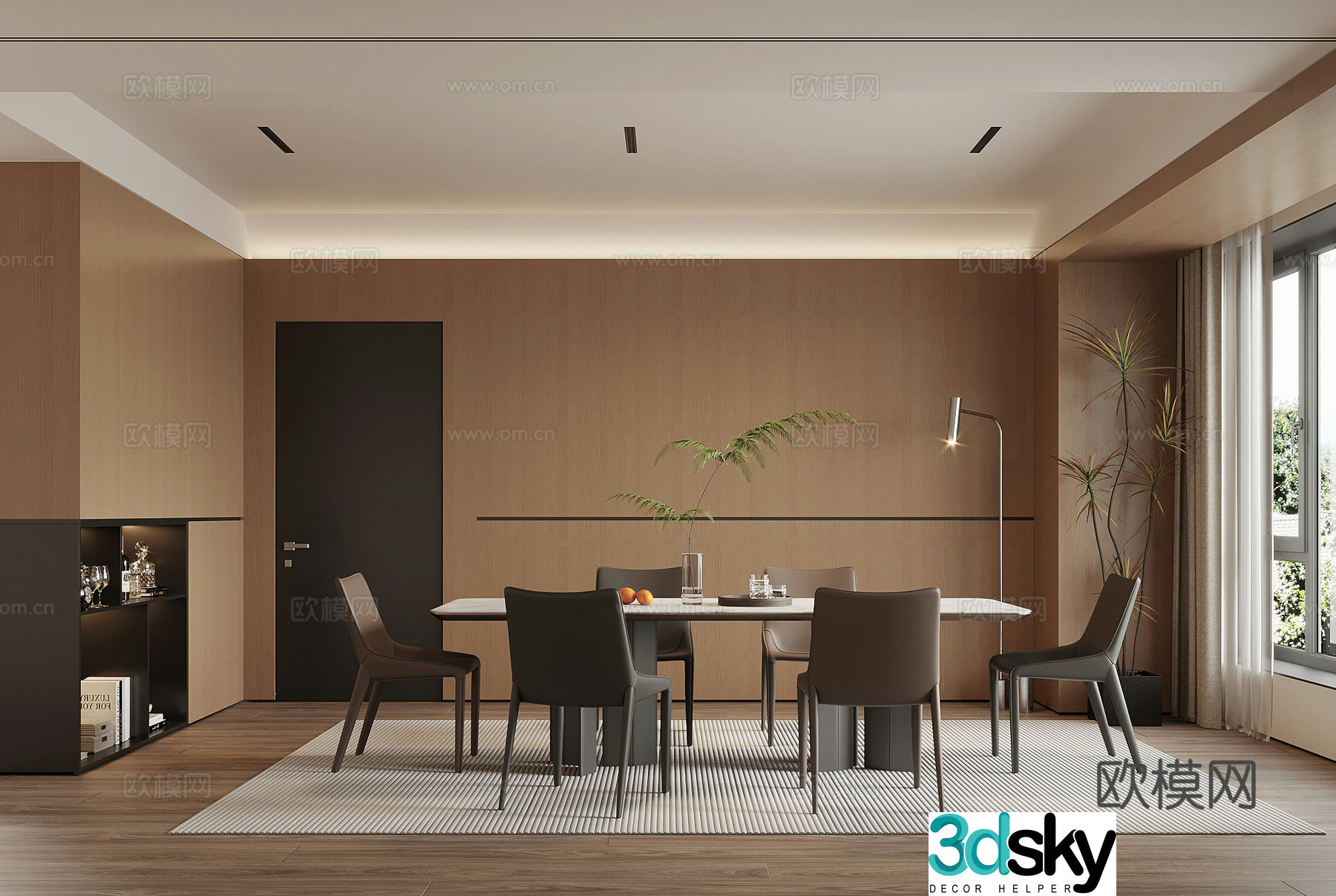 Restaurant Modern Restaurant Dining Table and Chair Combination 3D Model