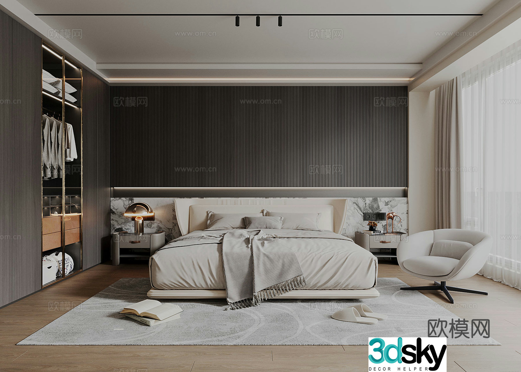 Modern Italian bedroom 3d model