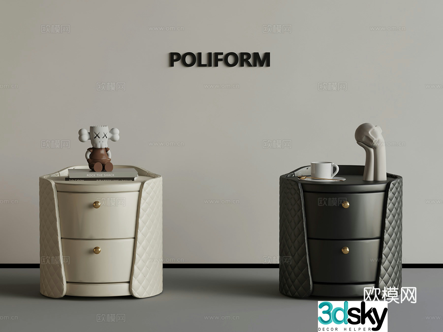 Bedside table French nightstand 3D model