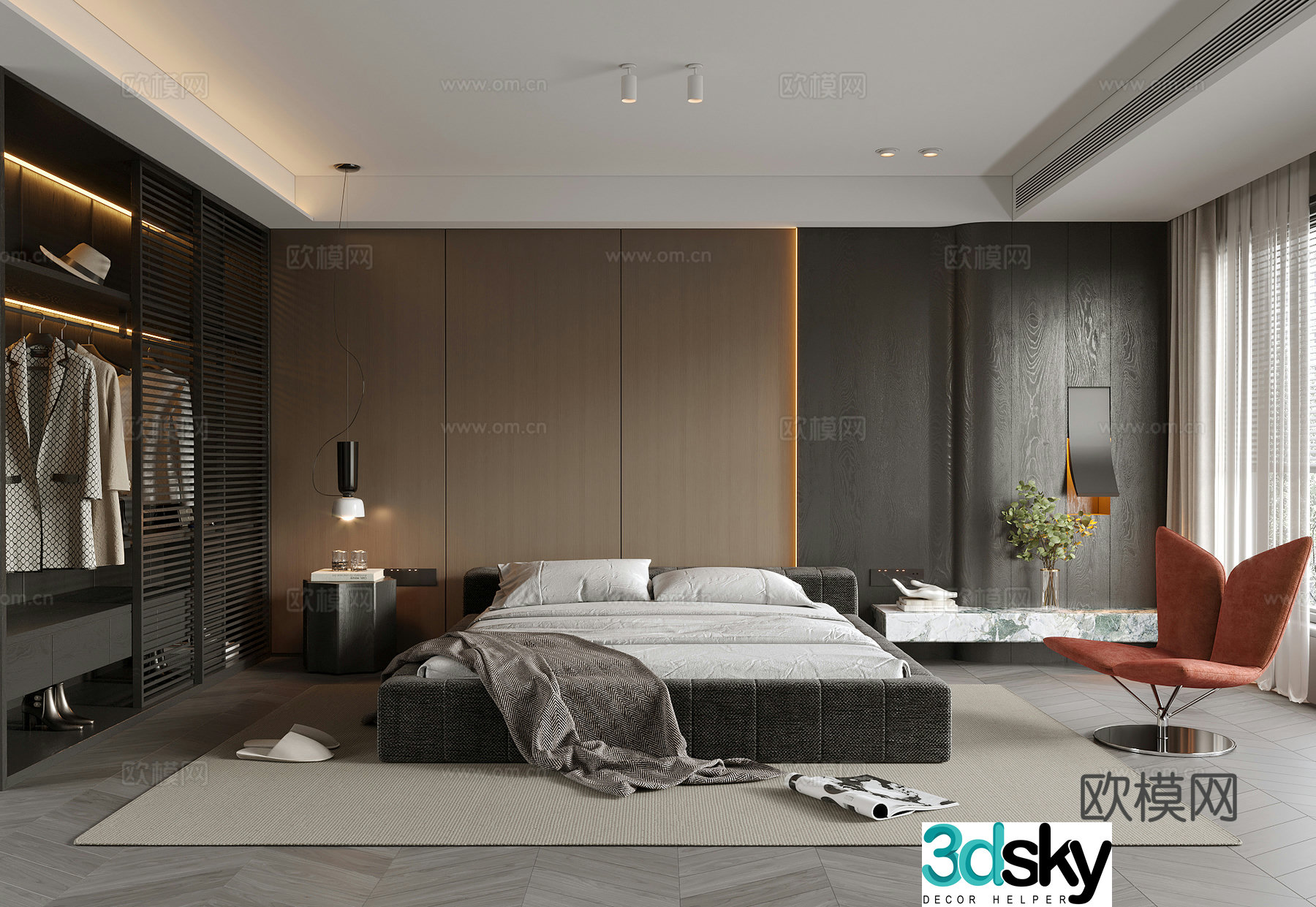 Modern Italian bedroom 3d model