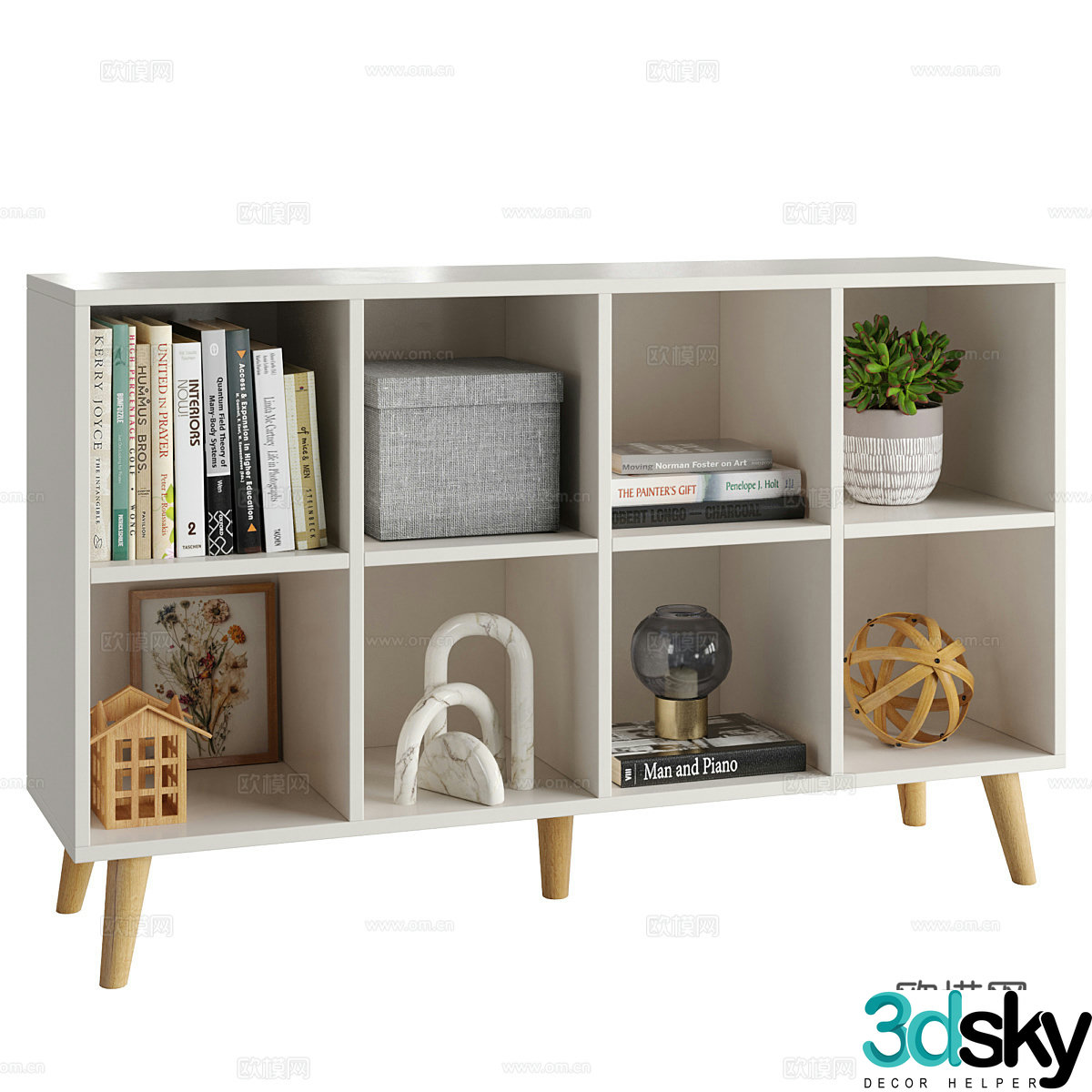 Modern Nordic storage cabinet bookcase side cabinet low cabinet 3d model