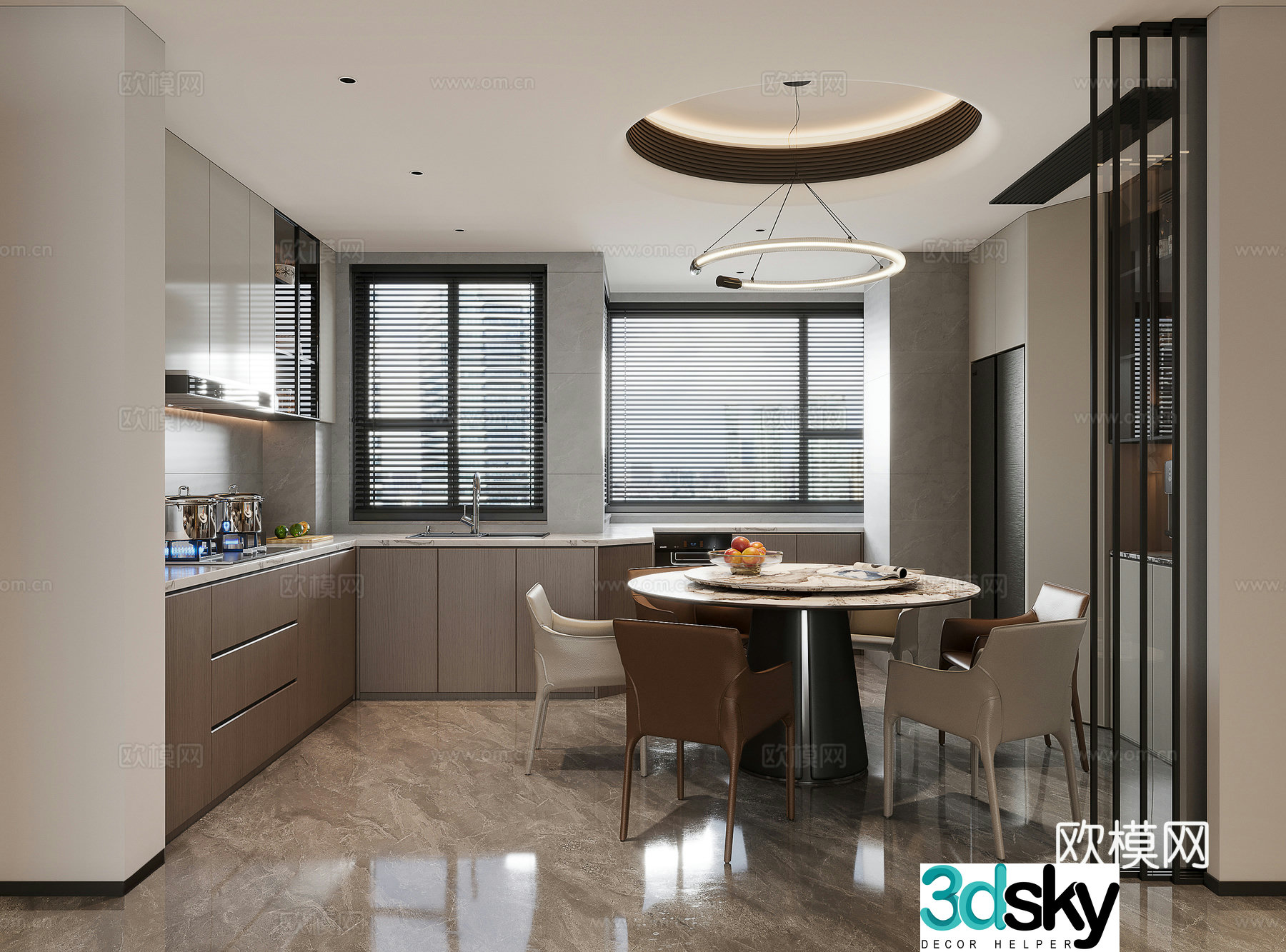 Modern Italian living room Dining room 3d model 3d model