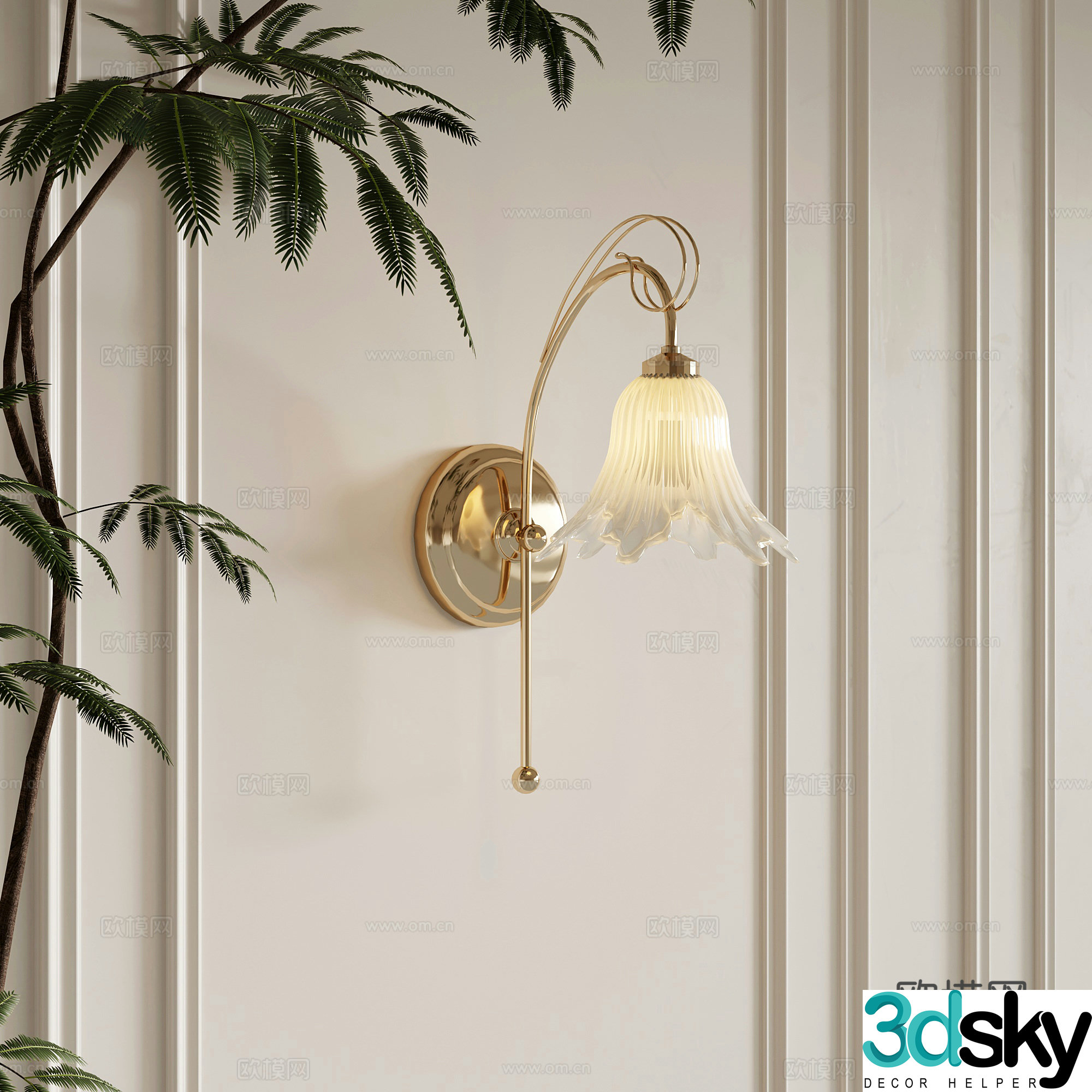 Wall lamp French wall lamp bedside lamp decorative lamp 3d model