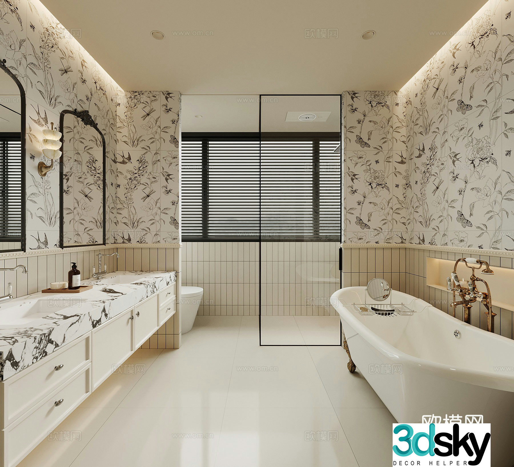 French bathroom bathroom cabinet shower toilet 3d model