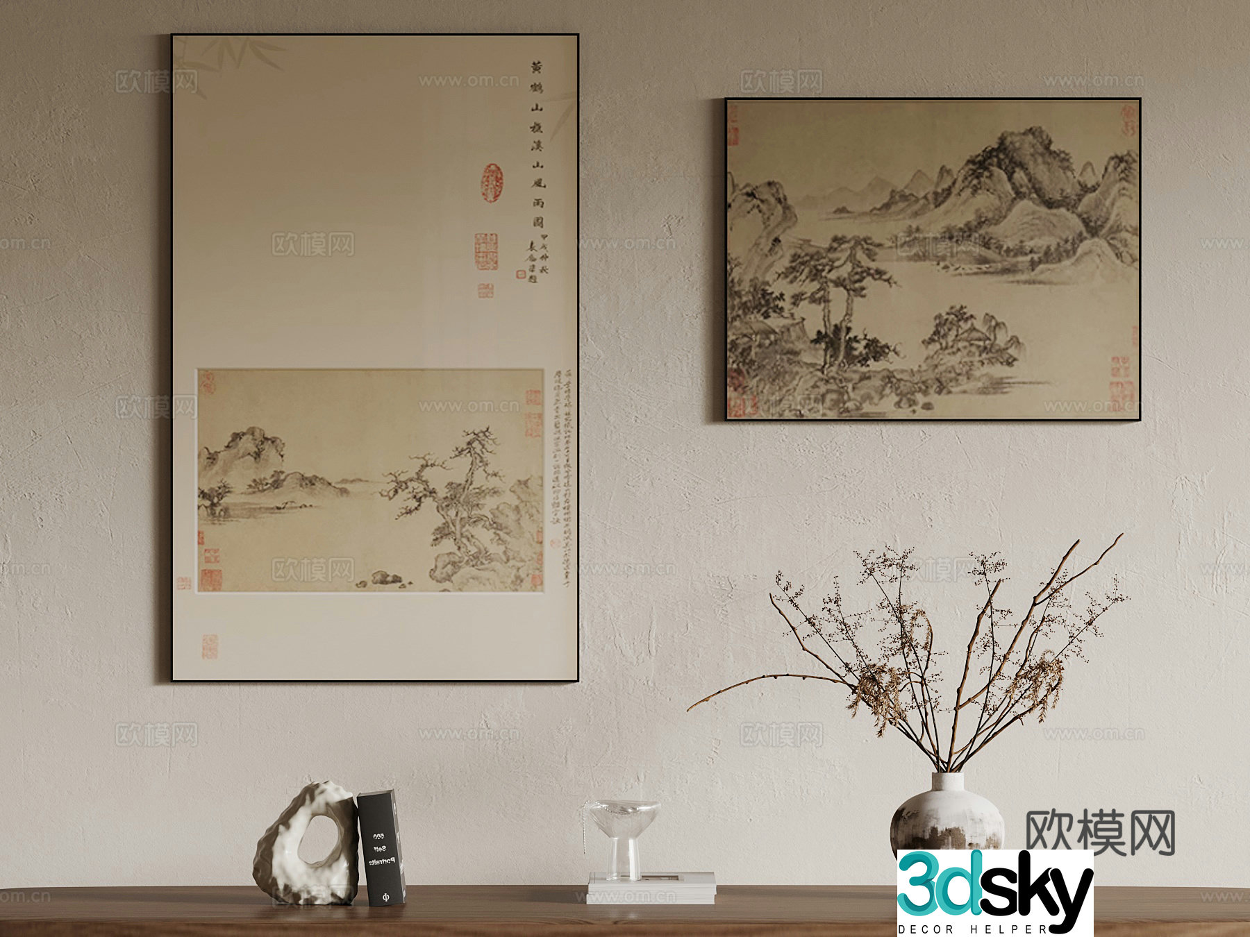 Hanging paintings Song style decorative paintings Vase decorative ornaments 3D model