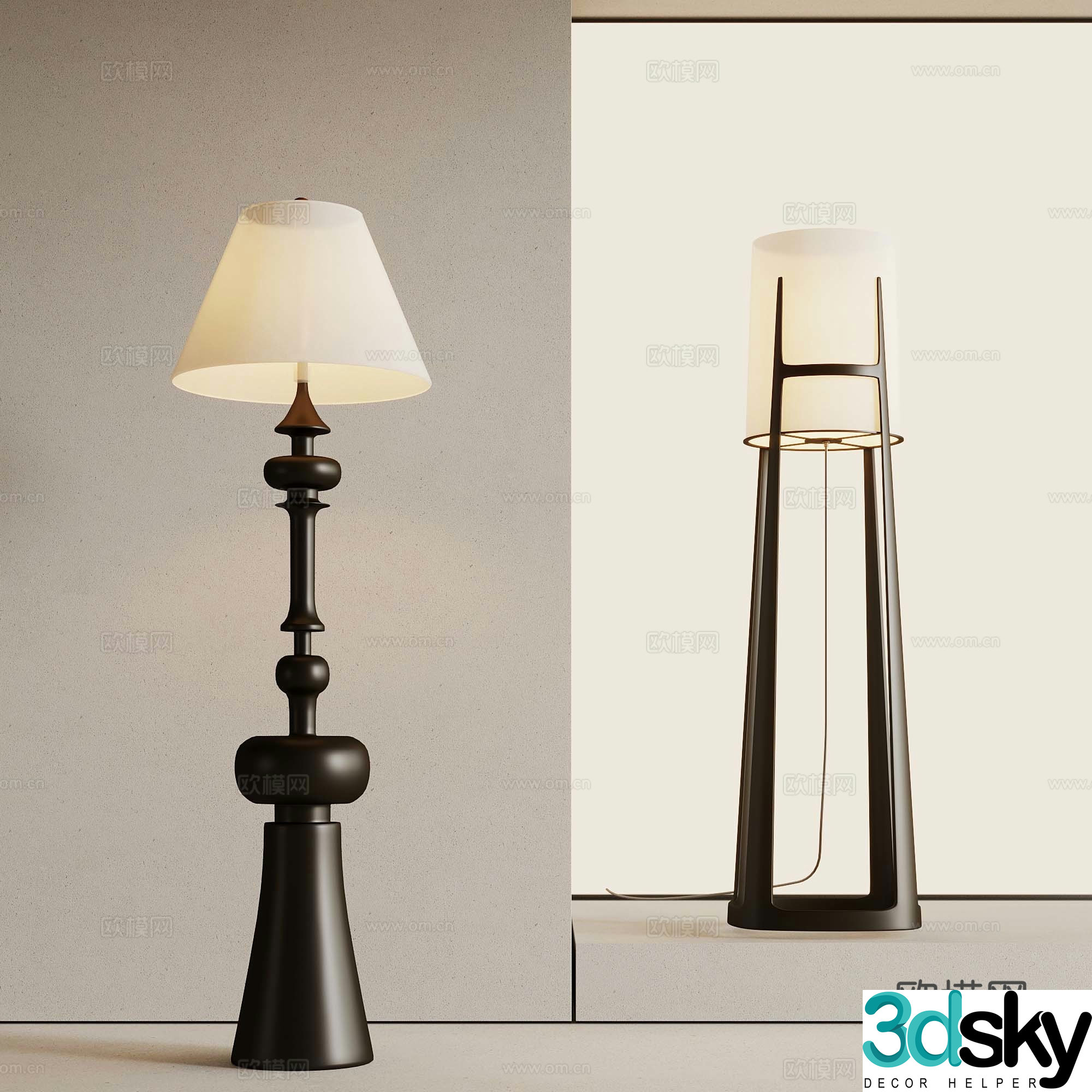 French medieval style floor lamp 3d model