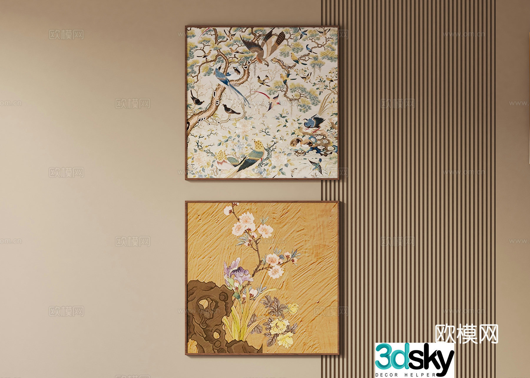 Song style hanging paintings 3D model of medieval style hanging paintings