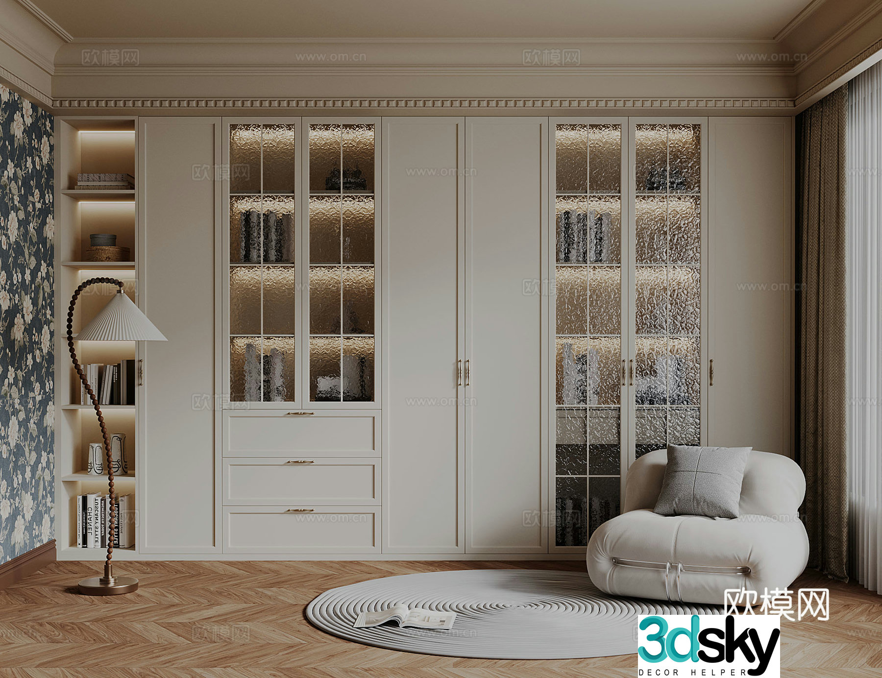 French medieval style bookcase 3D model
