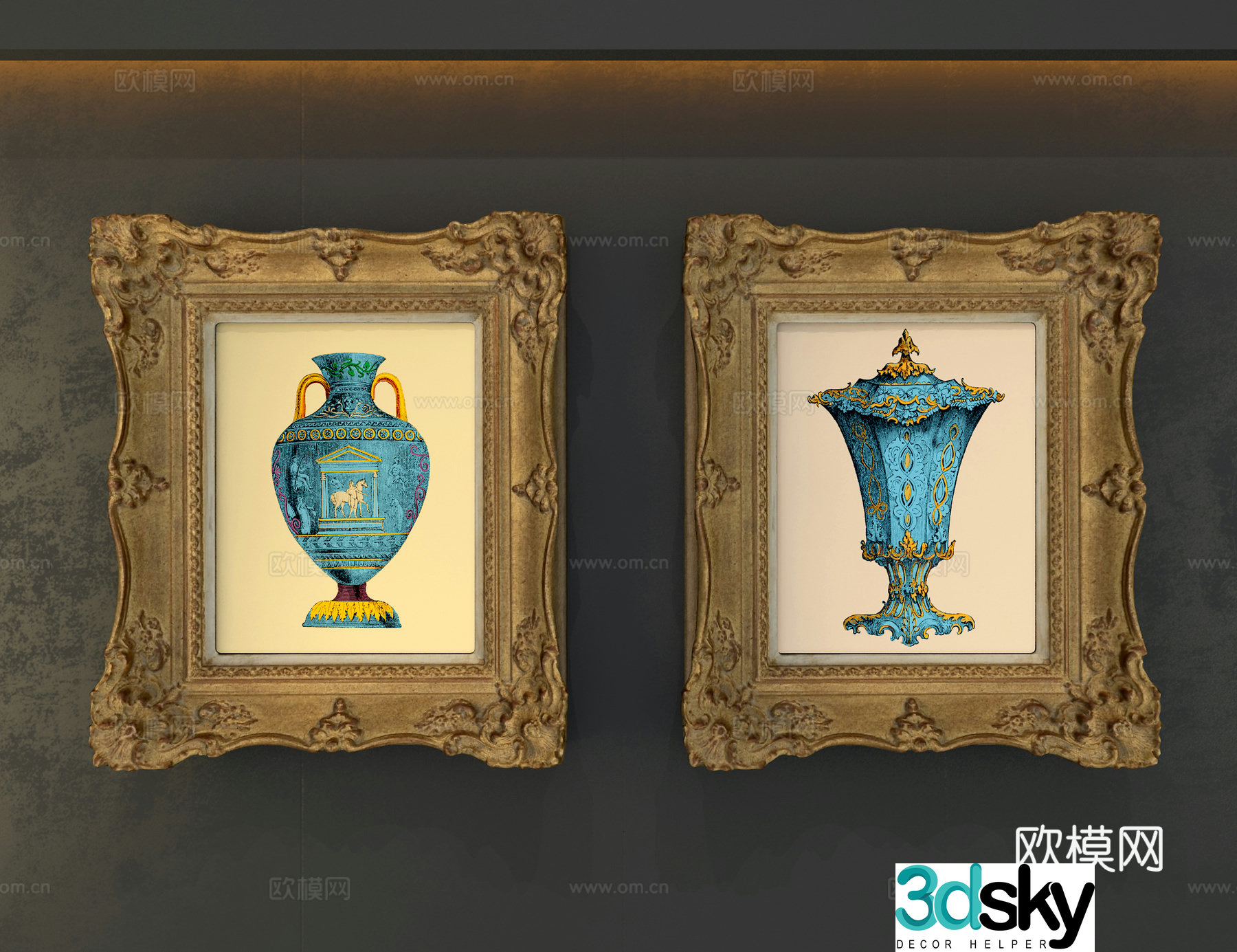 Retro decorative painting 3d model