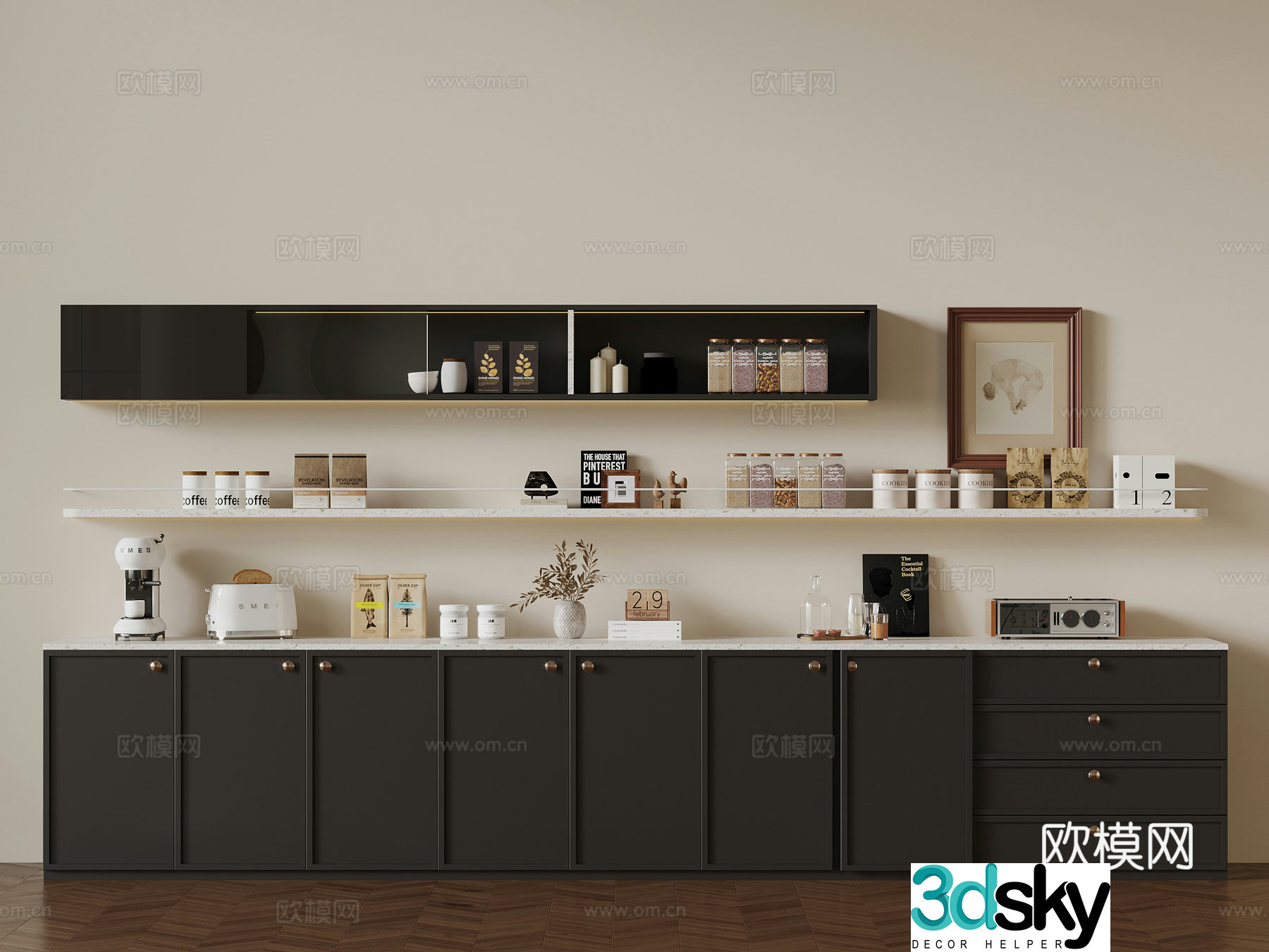 French sideboard storage rack ornament 3D model