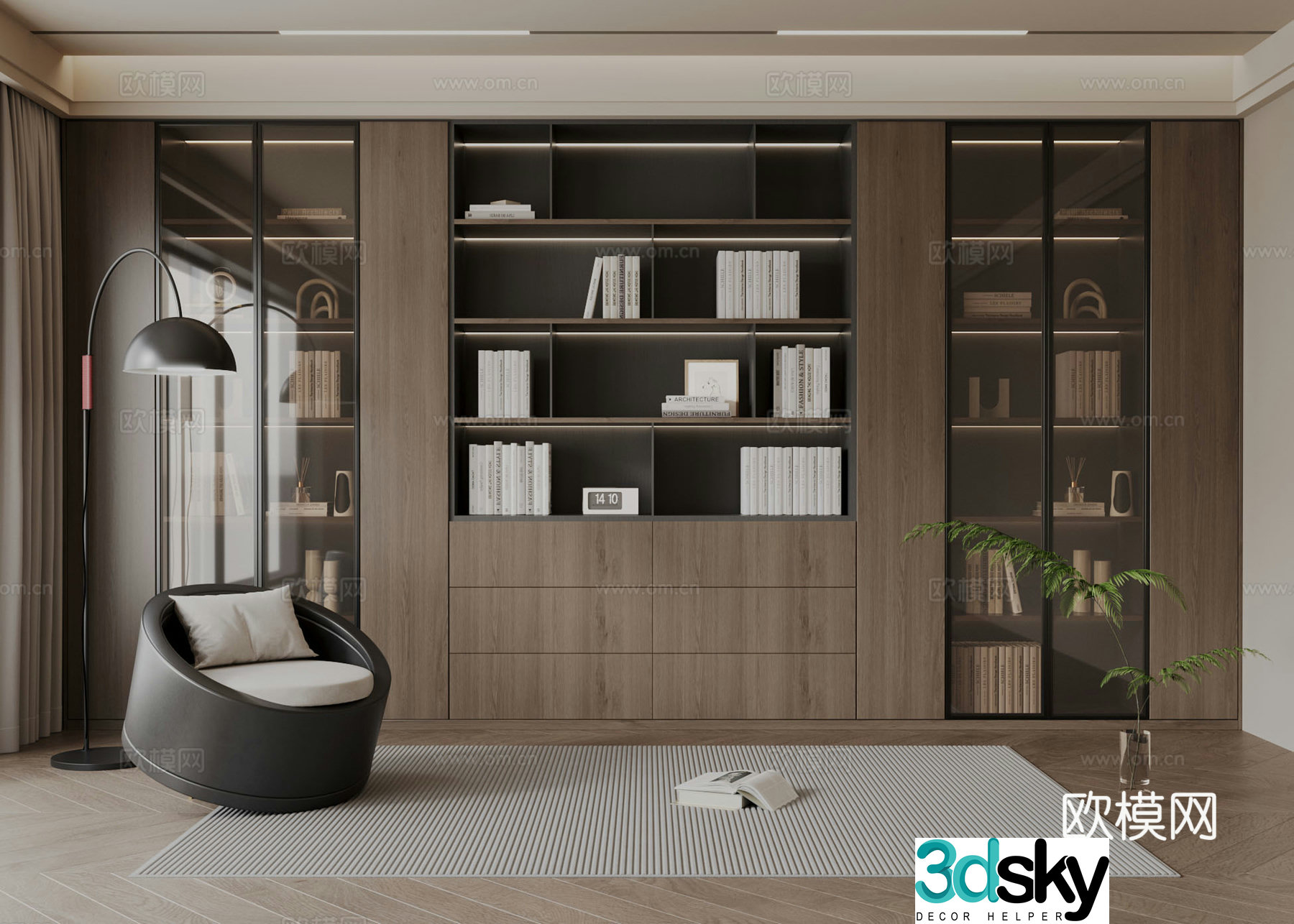 Modern Italian bookcase 3d model