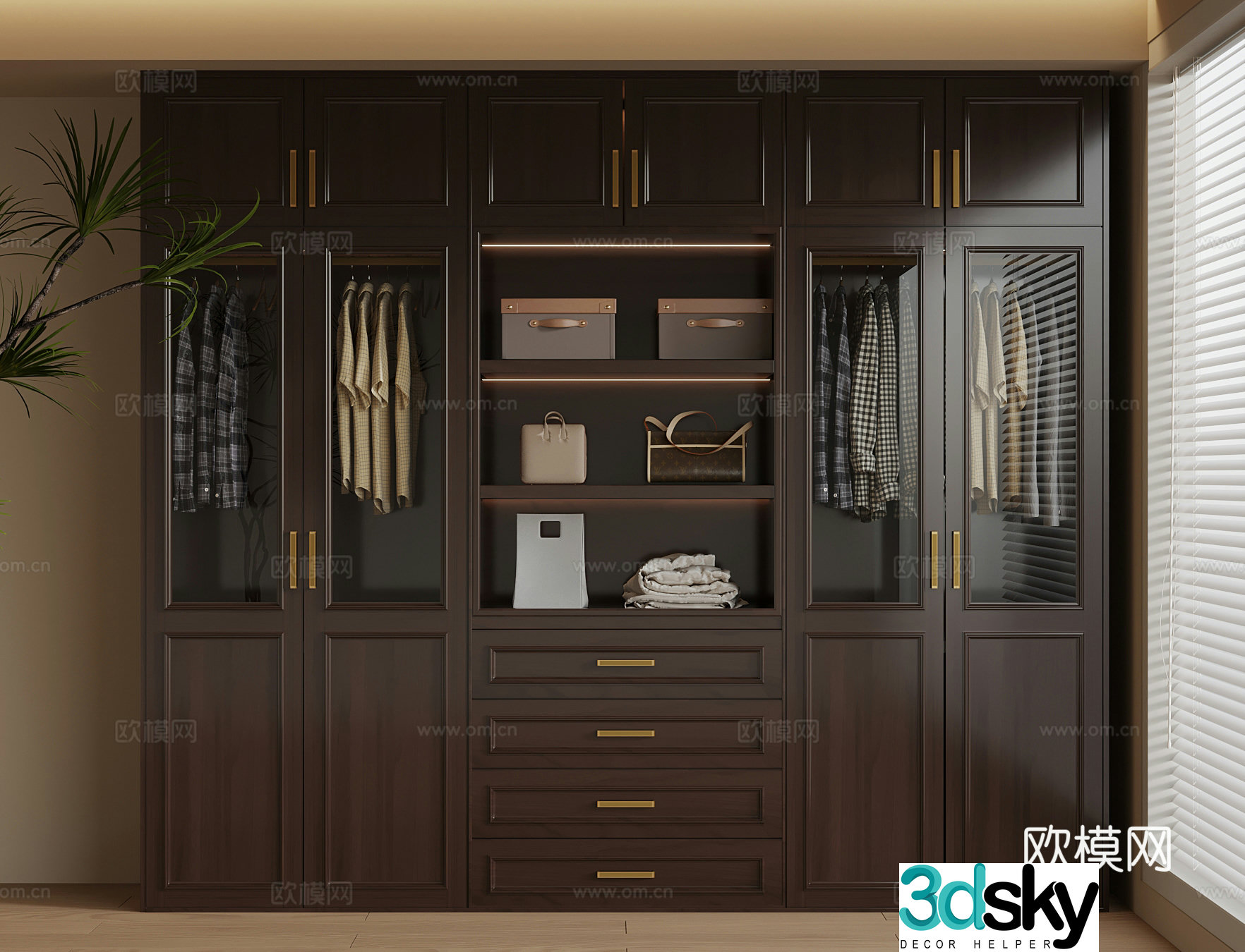 New Chinese style wardrobe Clothing 3D model