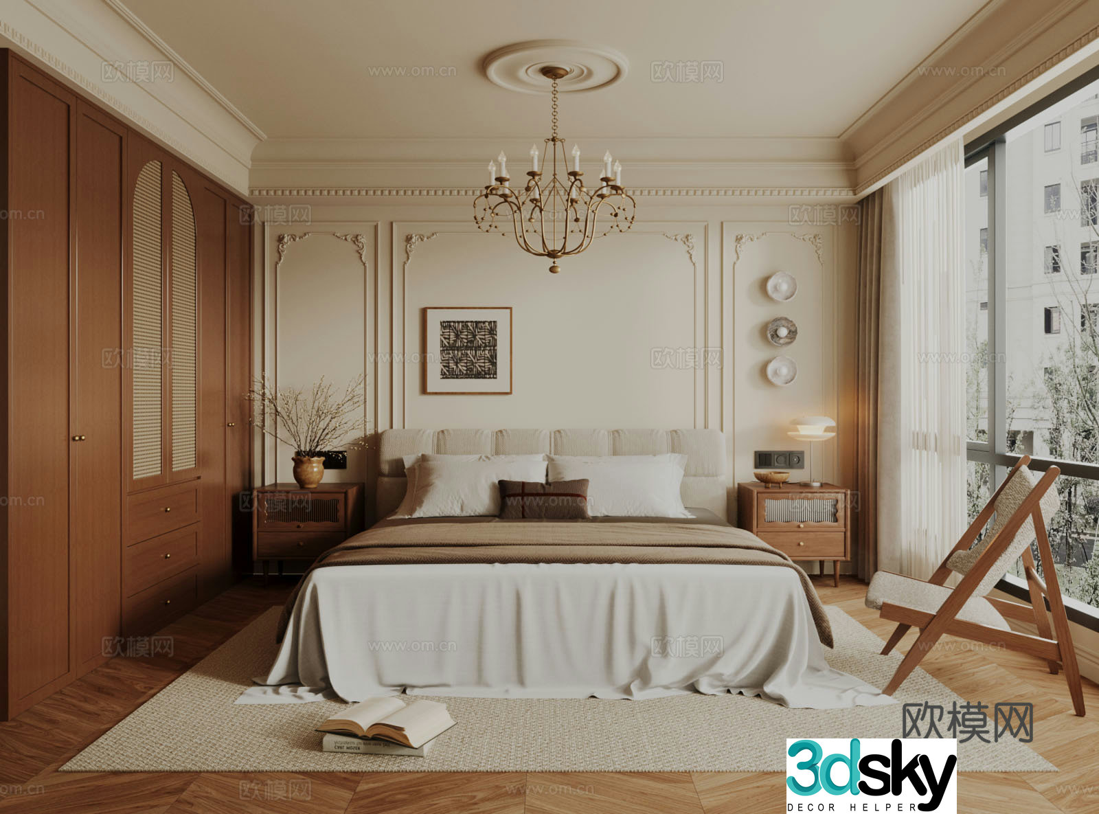 Middle-aged bedroom 3d model