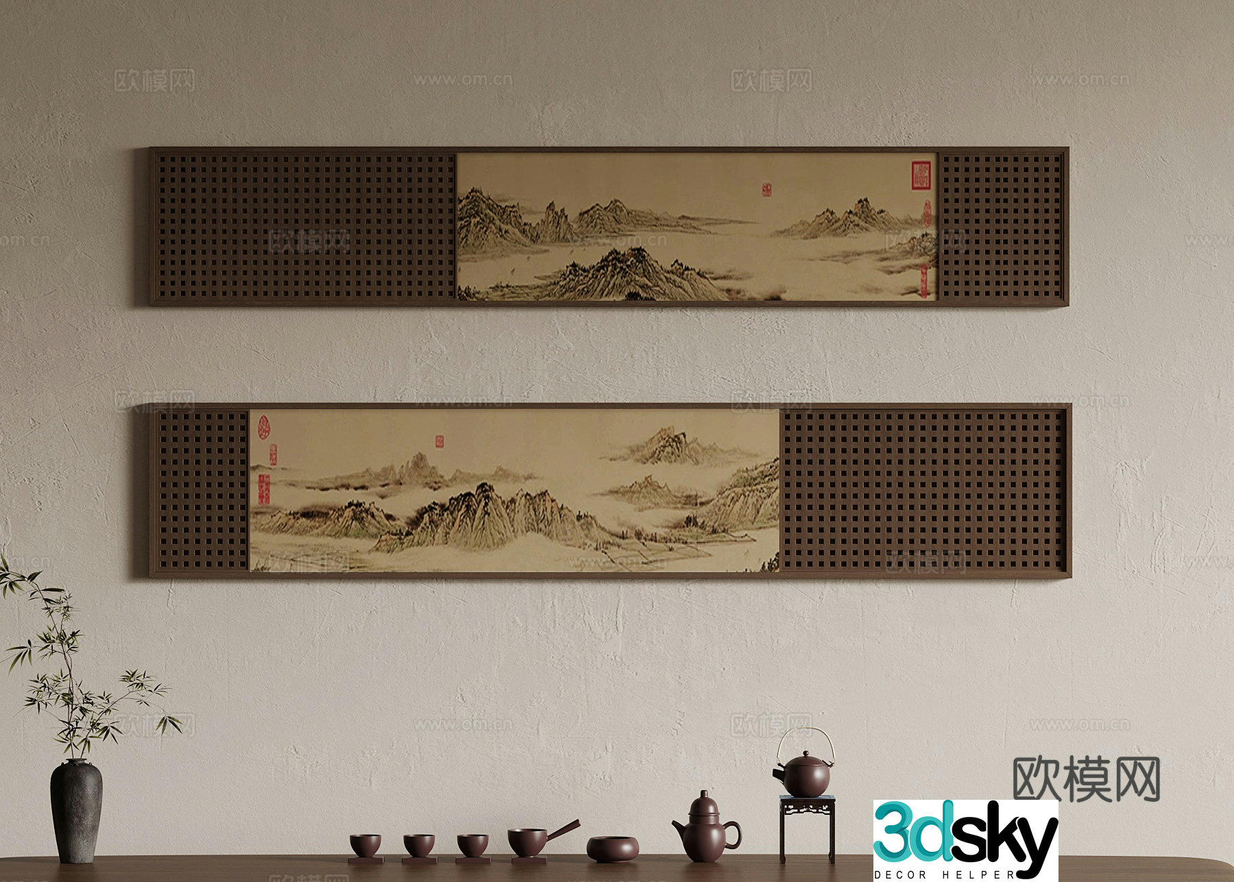 Decorative paintings 3D model of ancient decorative paintings