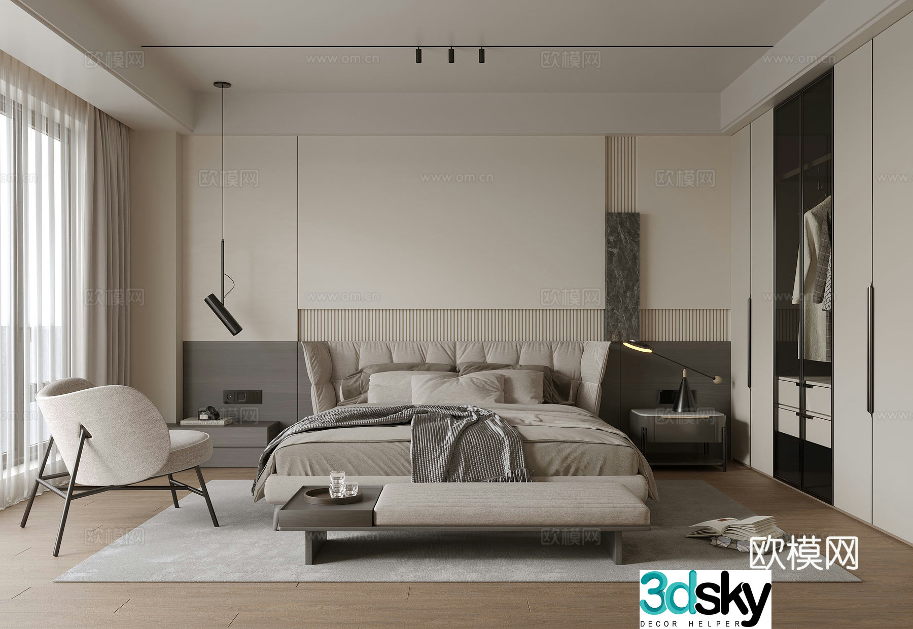Modern Italian bedroom 3d model