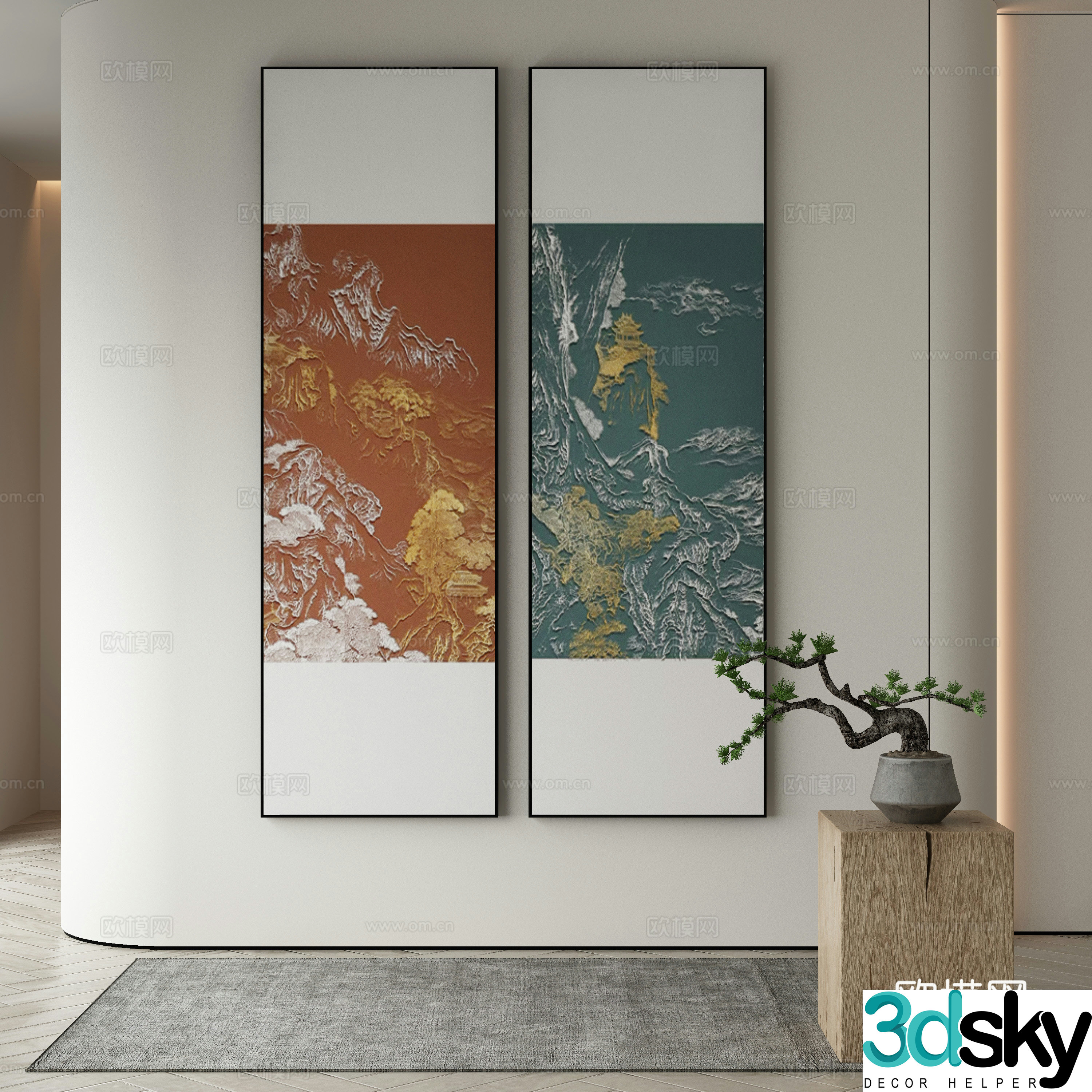 New Chinese style wasabi paintings oil paintings 3D model
