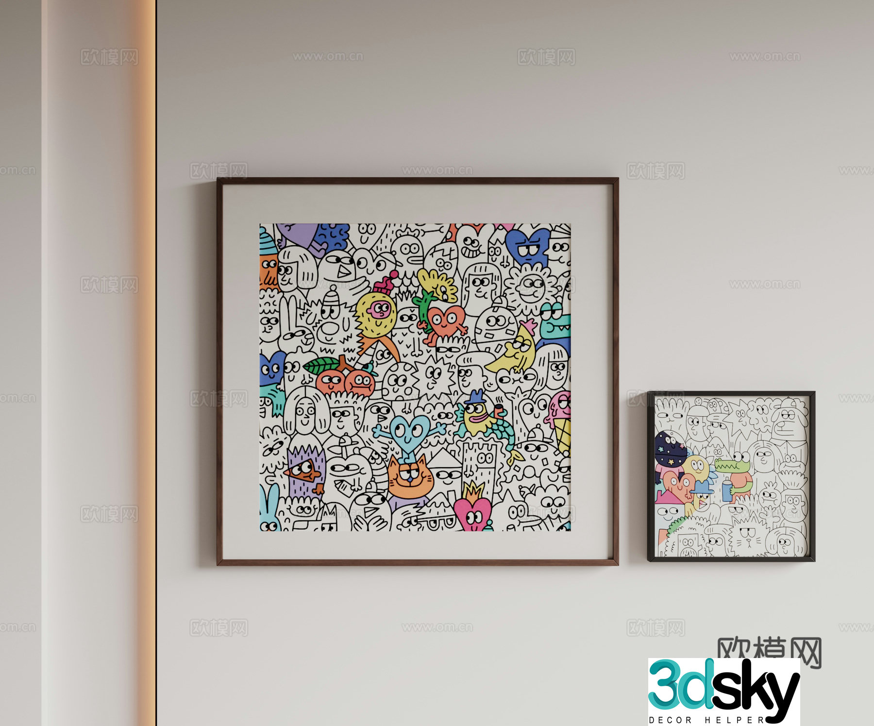 Modern minimalist hanging paintings Wasabi Middle-style hanging paintings Cream style decoration paintings Italian hanging paintings Black White and Gray 3D model