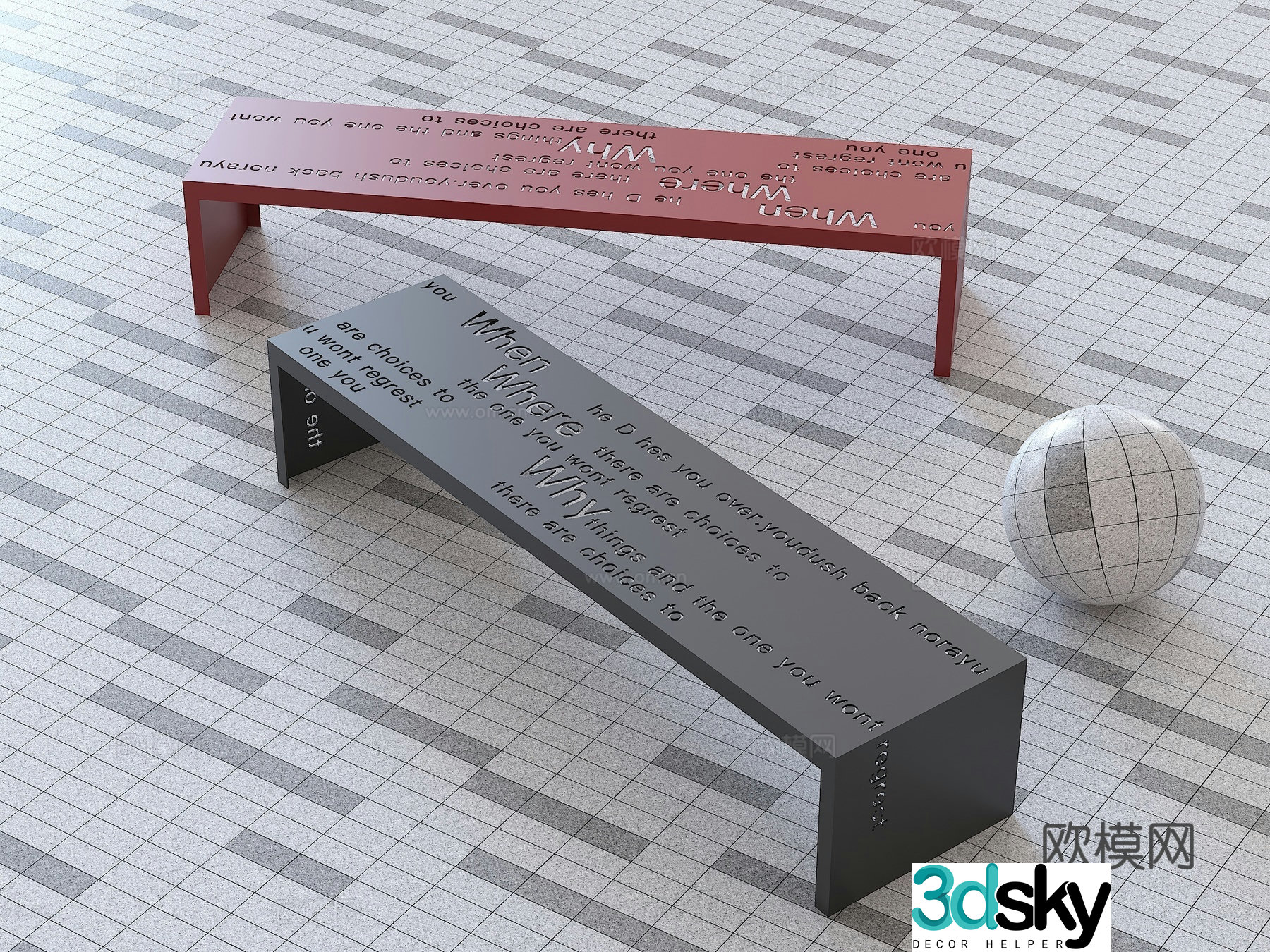 Modern Landscape Seat Outdoor Seat Stainless Steel Seat Hollow Seat Landscape Bench Park 3D Model