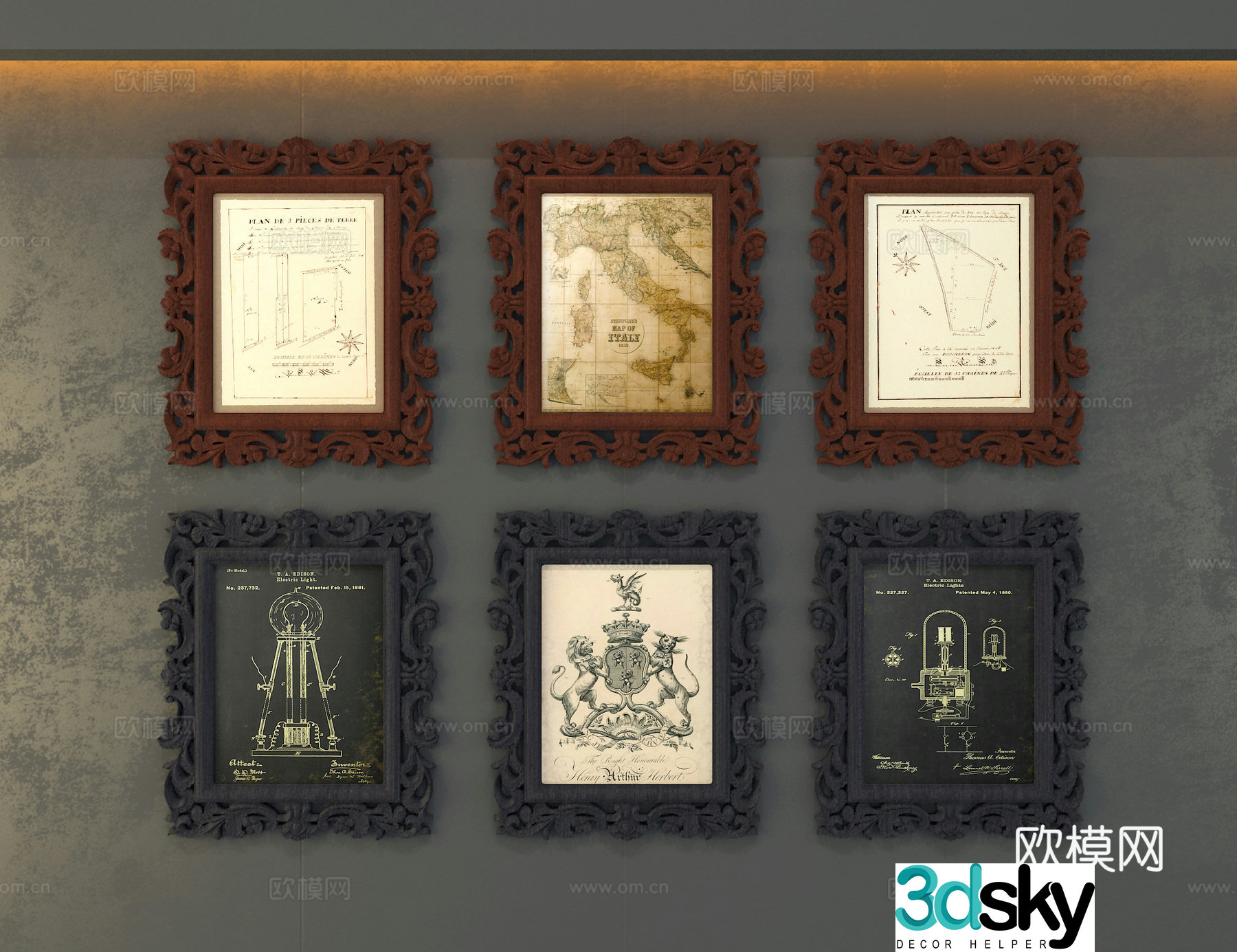 3D model of medieval style decorative painting
