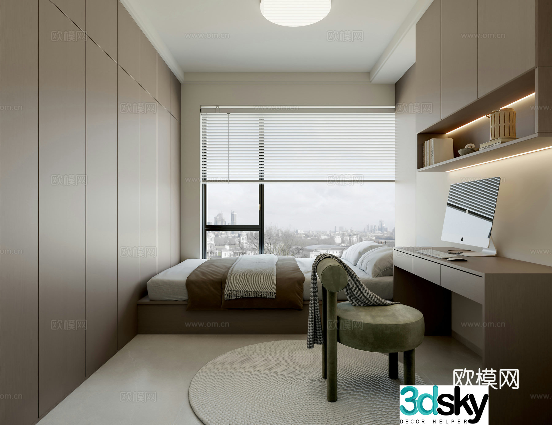 Modern tatami bedroom Minimalist tatami bedroom Italian tatami bedroom 3d model