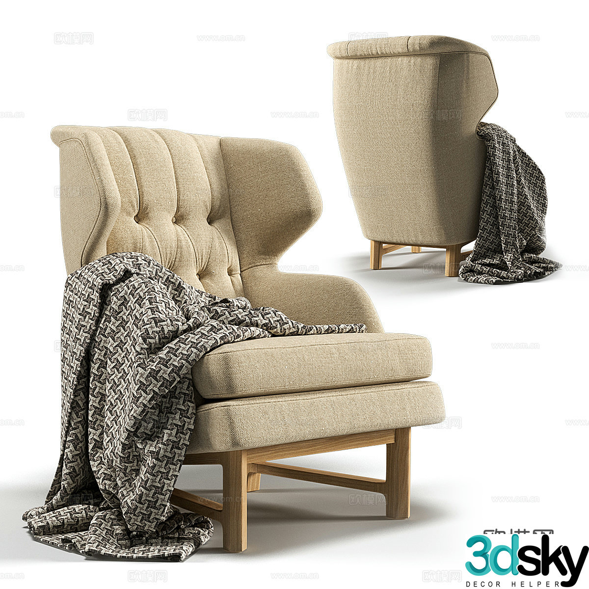 American simple fabric sofa chair 3D model