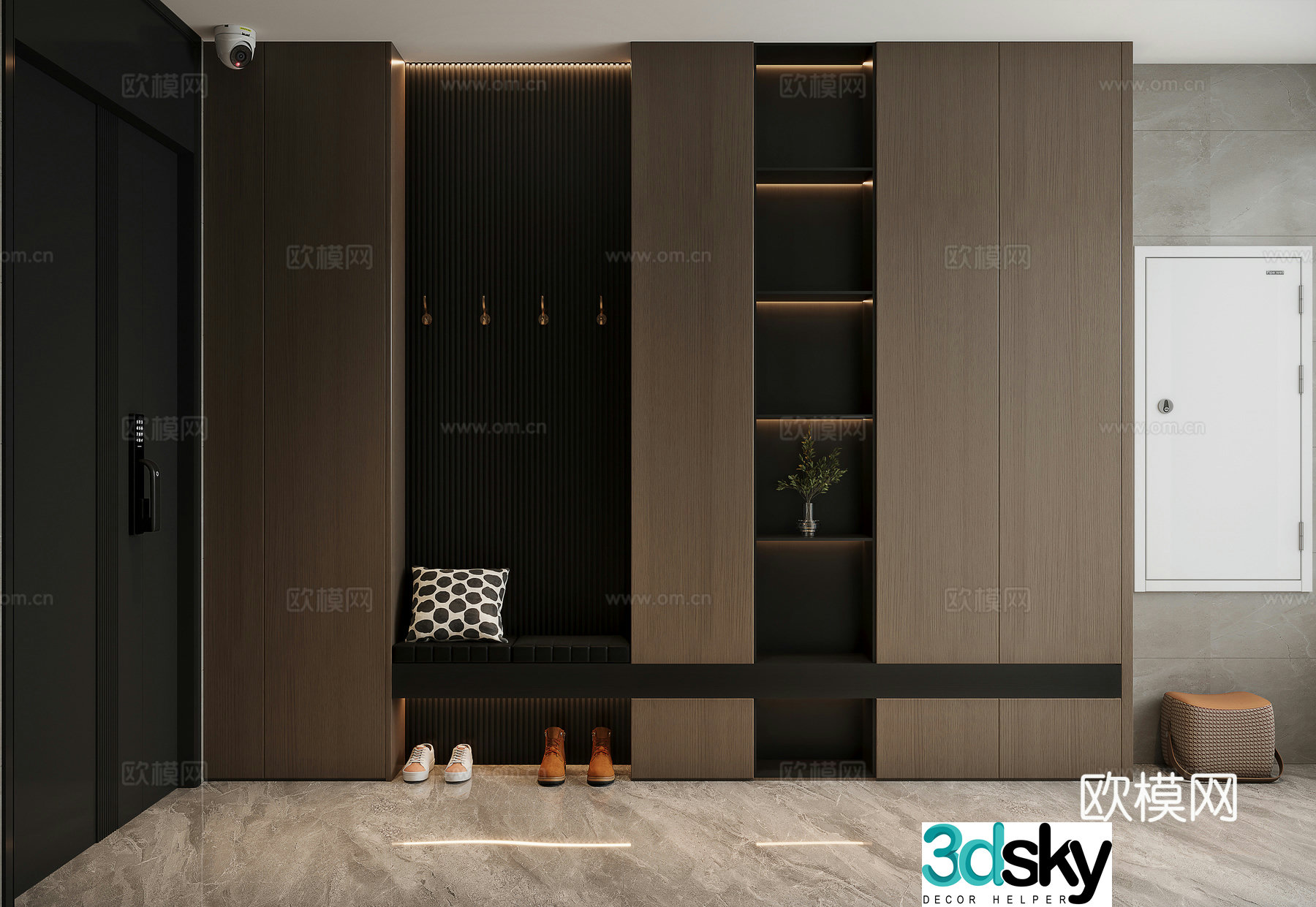 Modern Italian style porch shoe cabinet 3D model