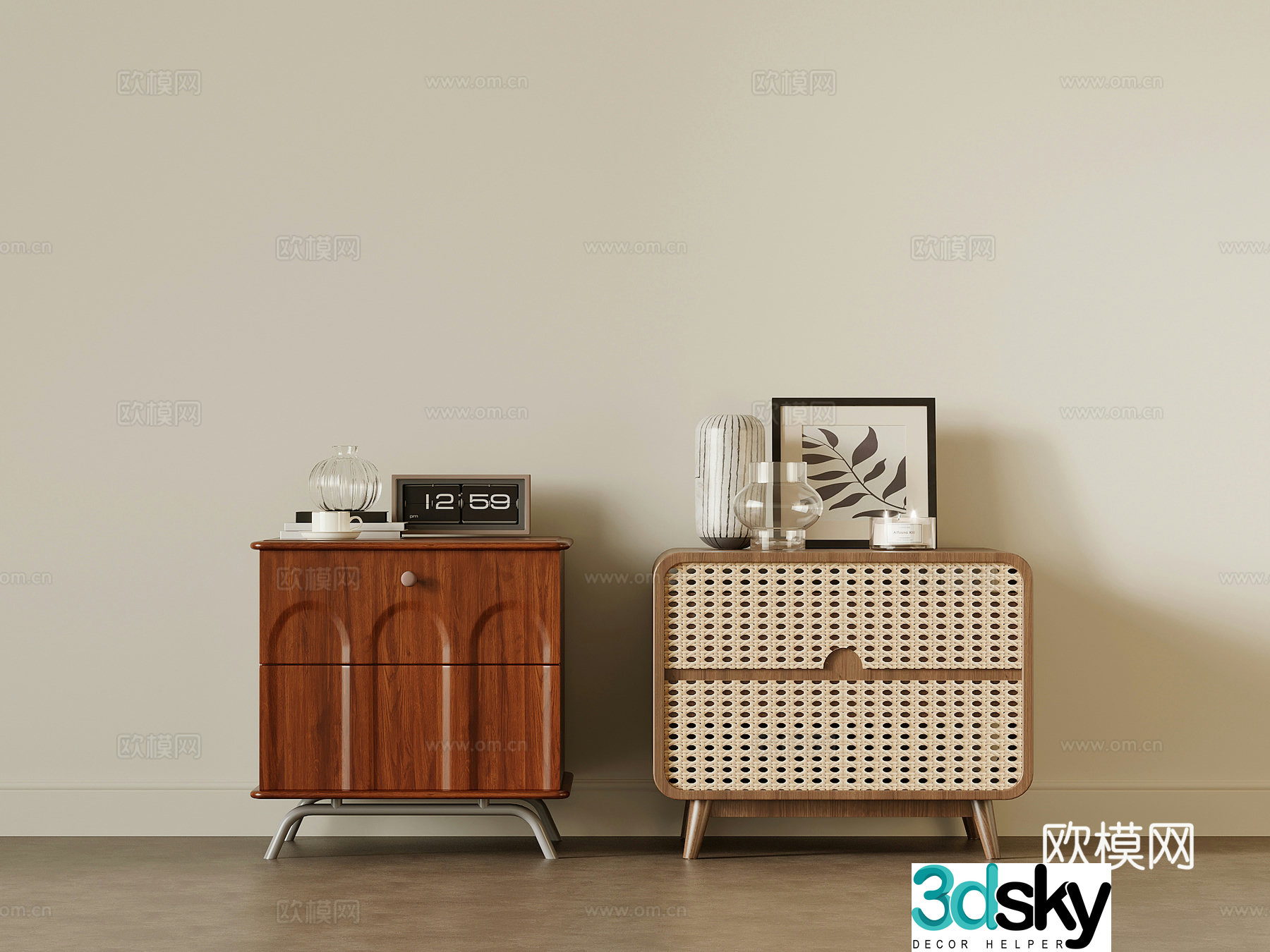 Bedside table medieval style bedside table 3D model
